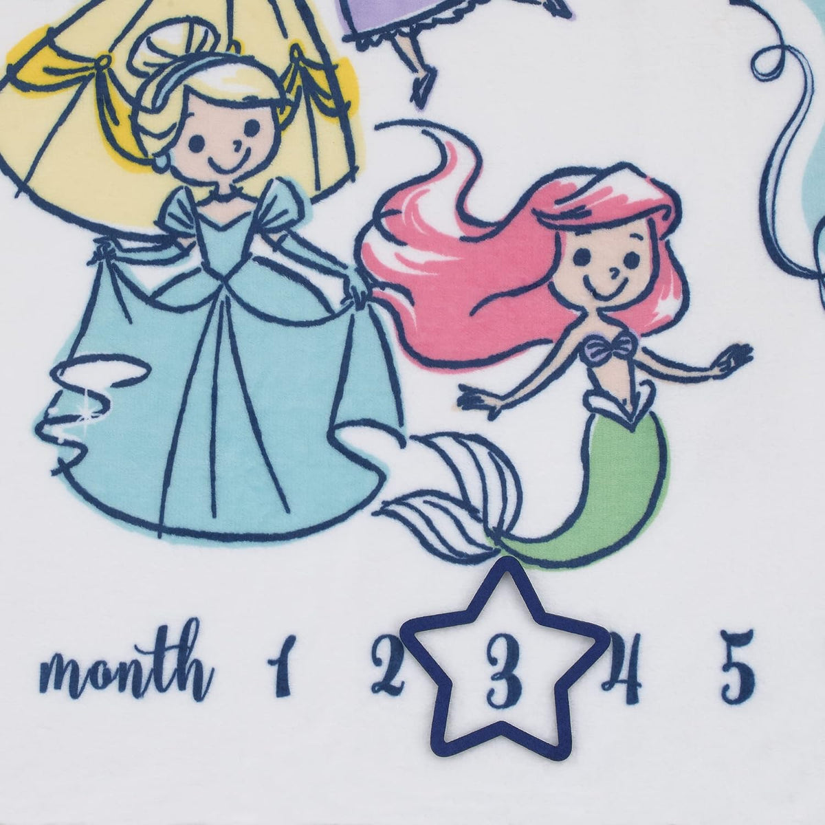 Manta mensual para bebé supersuave de Disney Princess en blanco, ro...
