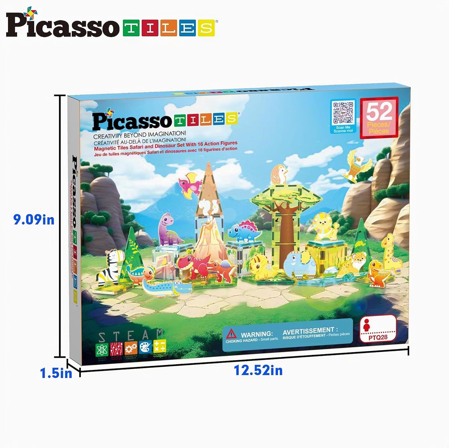 PicassoTiles PTQ28 - Juego de azulejos magnéticos, bloques de const...