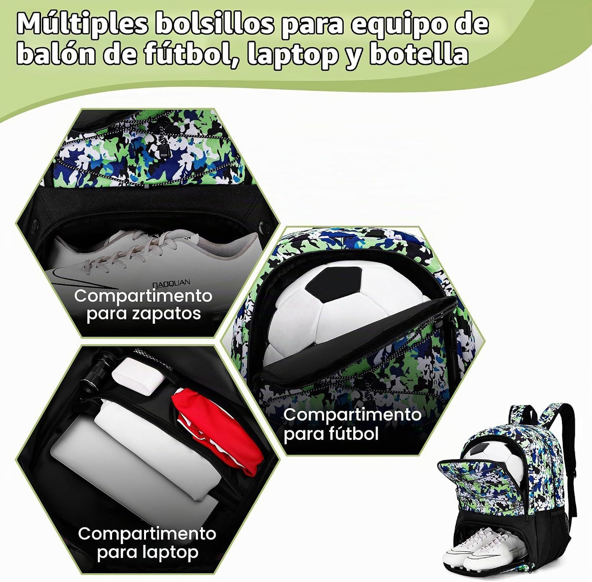 Hsmihair - Mochila de fútbol juvenil - Mochila para fútbol y balonc...