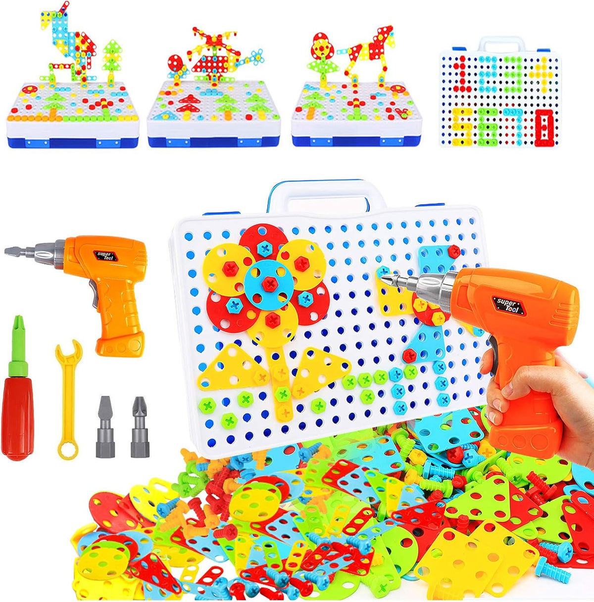 HAPTIME Juguete de diseño y taladro, juguetes educativos para niños...