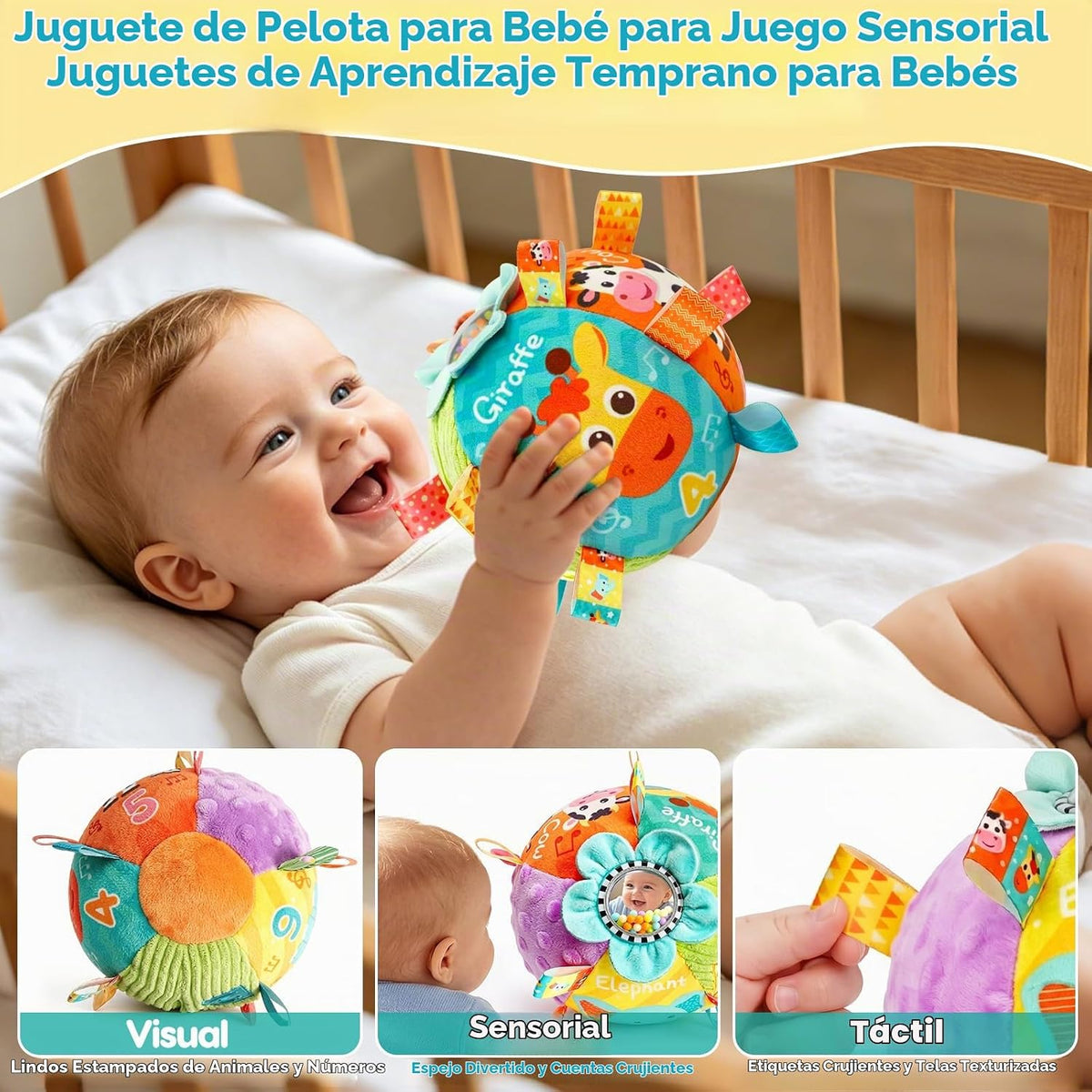 Thremhoo Juguete musical de bola para bebé con sonidos y canciones...