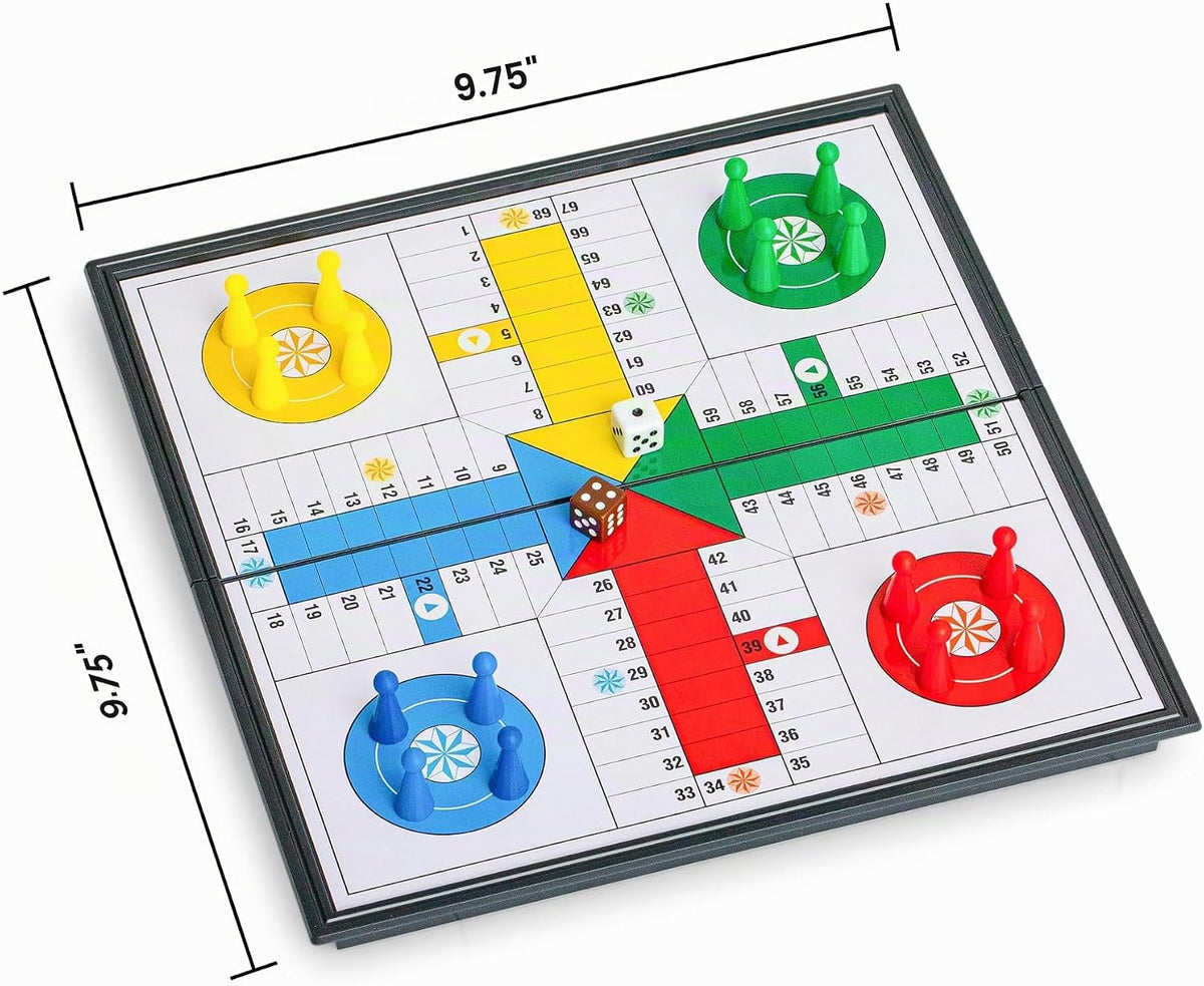 Ludo - Juego de mesa plegable magnético para viajes, 9.75 pulgadas