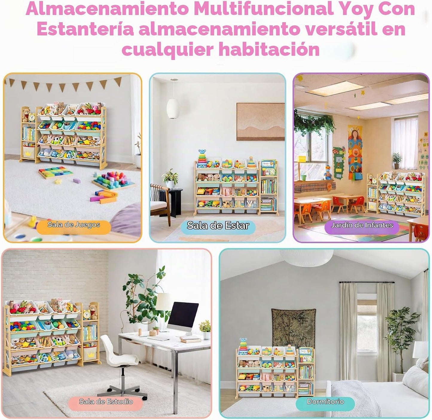 Etitlly Organizador de almacenamiento de juguetes para niños con es...
