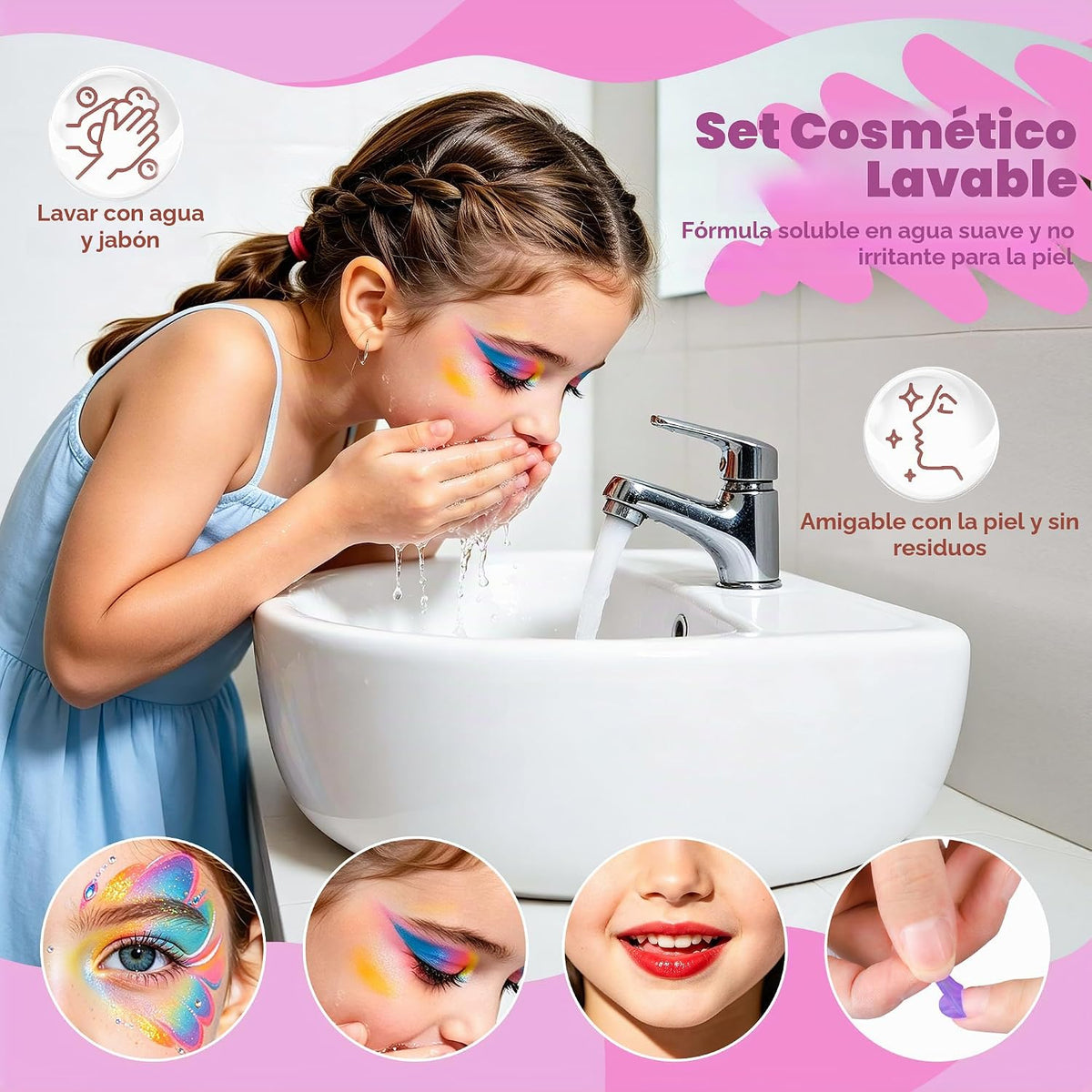 Kit de maquillaje de 59 piezas para niña, estuche de maquillaje lav...