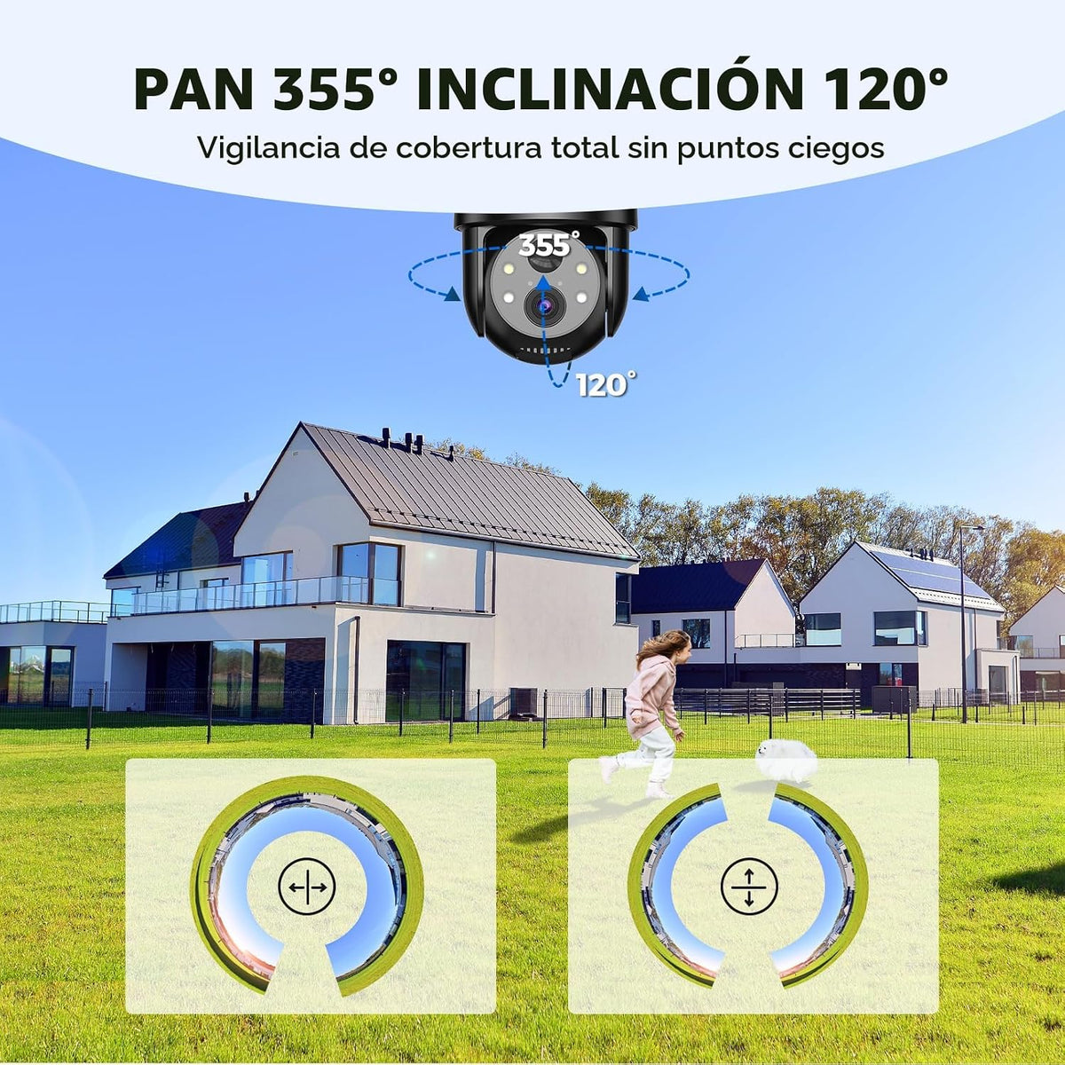 LITYMOL Cámara solar 2K para seguridad en el hogar, cámaras de segu...