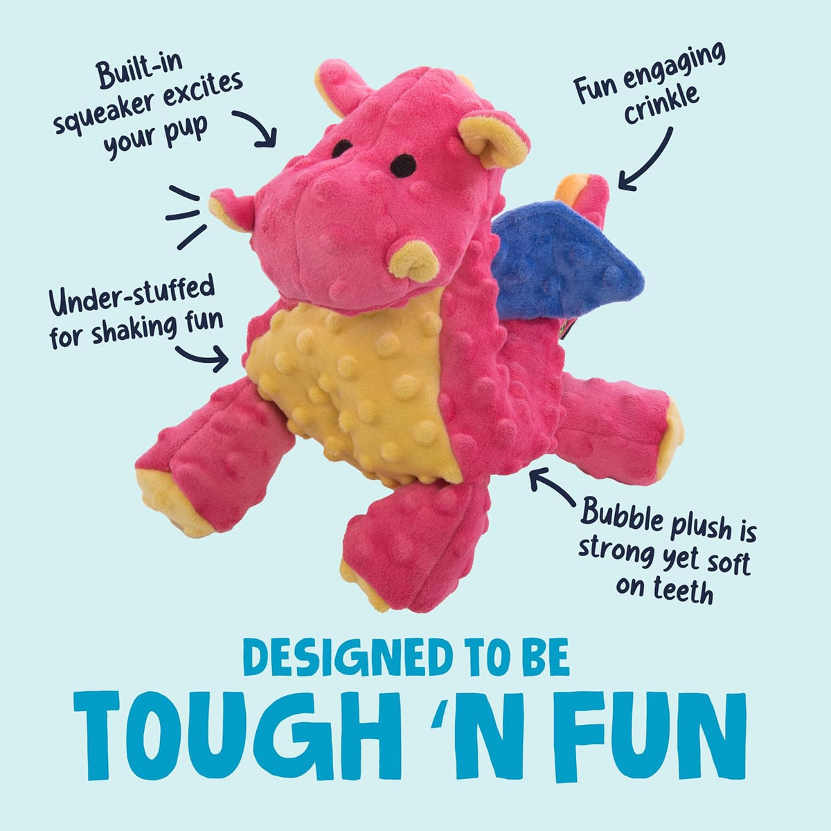 goDog - Juguete de peluche chirriante de dragón para perro, tecnolo...