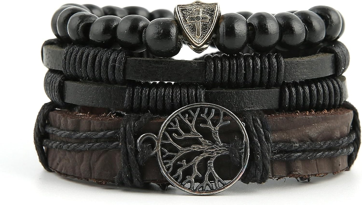 HZMAN Pulseras de cuero genuino con diseño de árbol de la vida para...