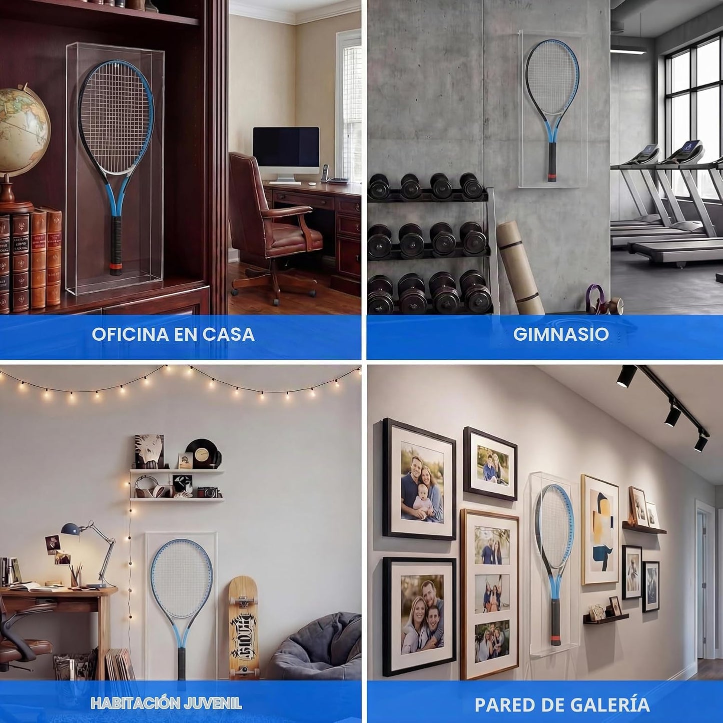 Wesiti Raqueta de tenis acrílica transparente para montaje en pared...