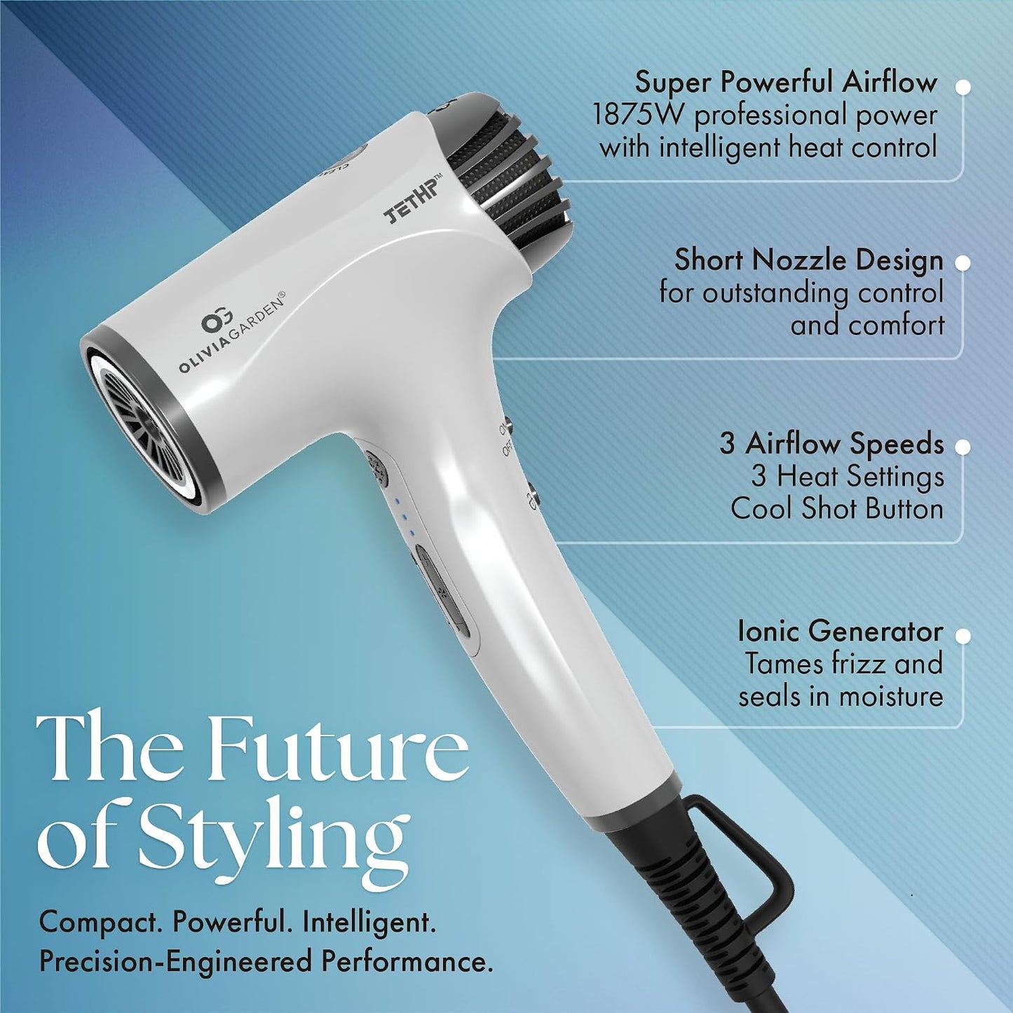 Olivia Garden JetHP - Secador de pelo compacto profesional, secador...