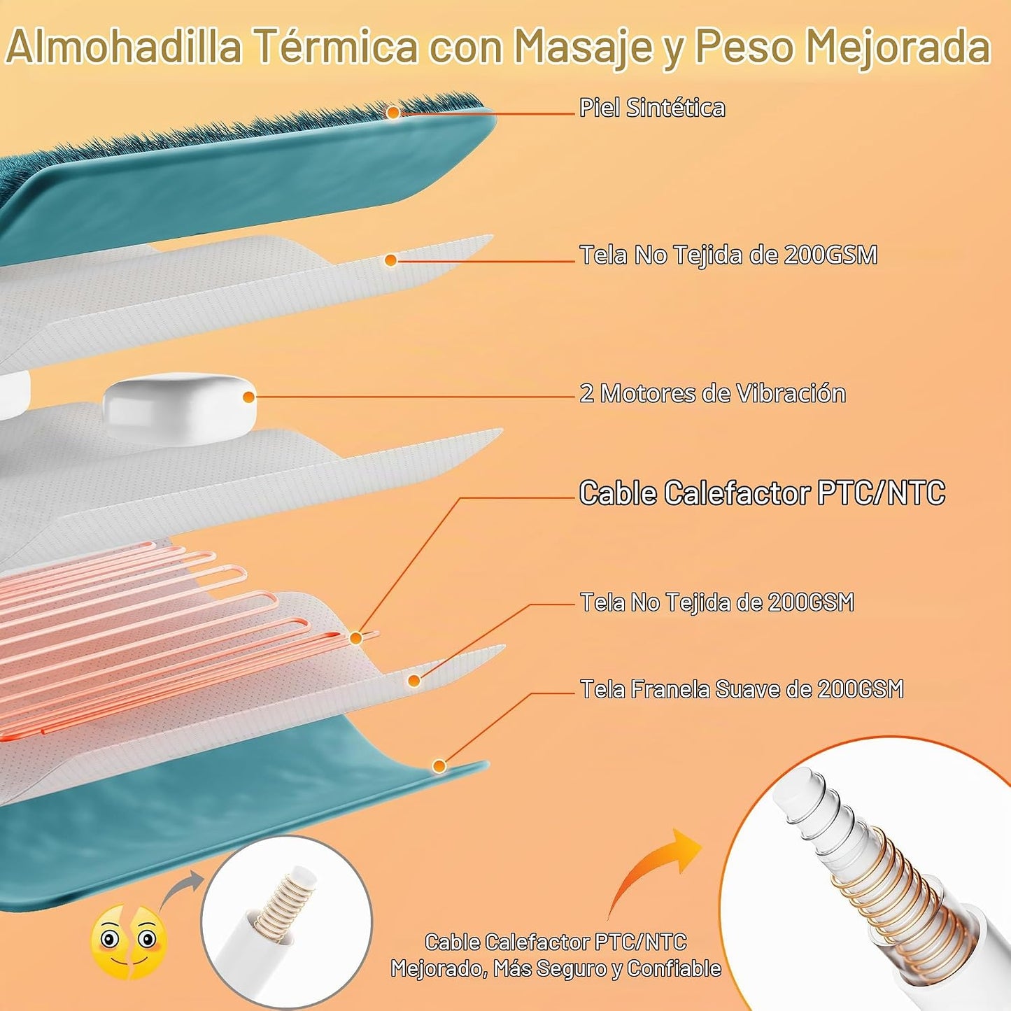 Almohadilla térmica de masaje para cuello, hombros y espalda, almoh...
