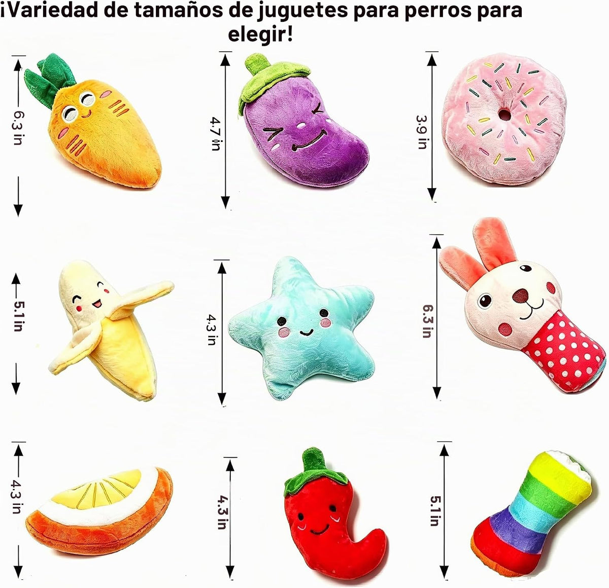 Juguetes chirriantes para perros pequeños y medianos, paquete de 9...
