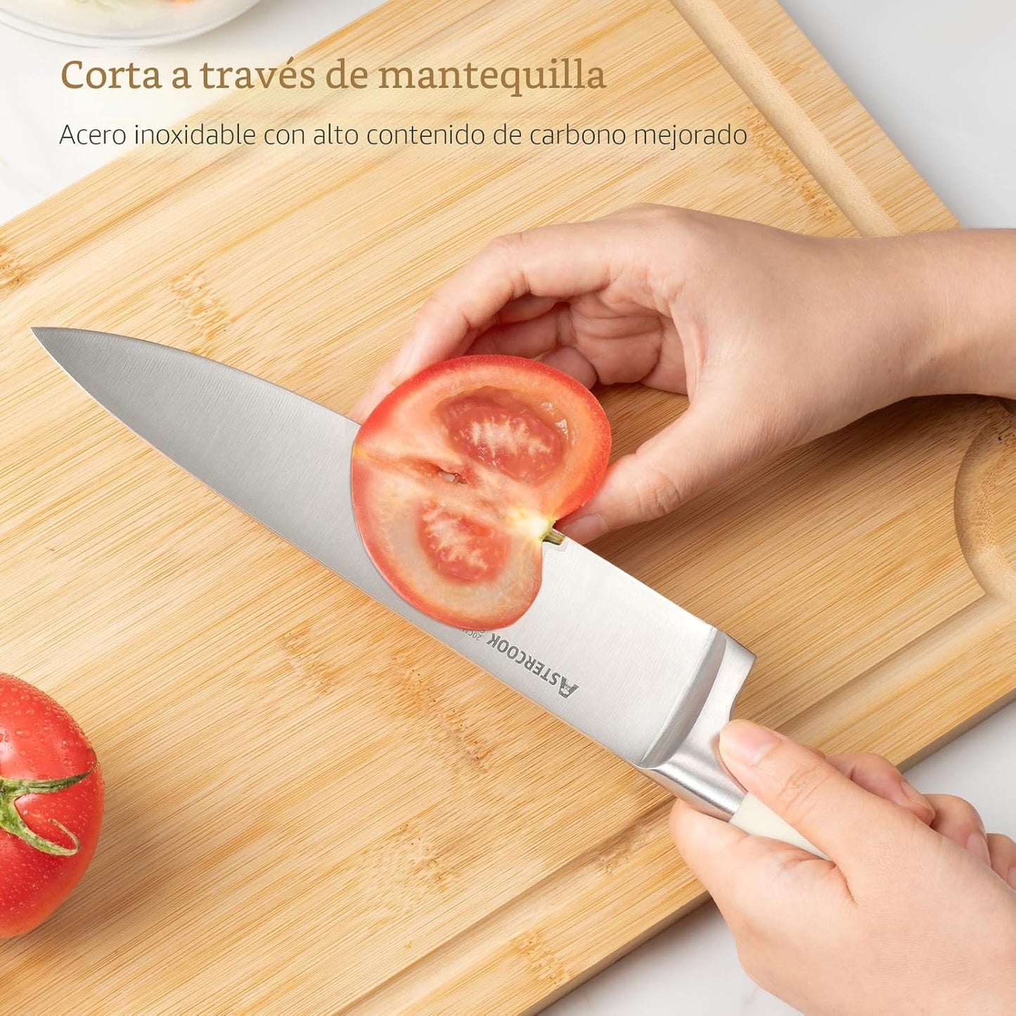 Astercook Juego de cuchillos de cocina con bloque, 14 piezas, cuchi...