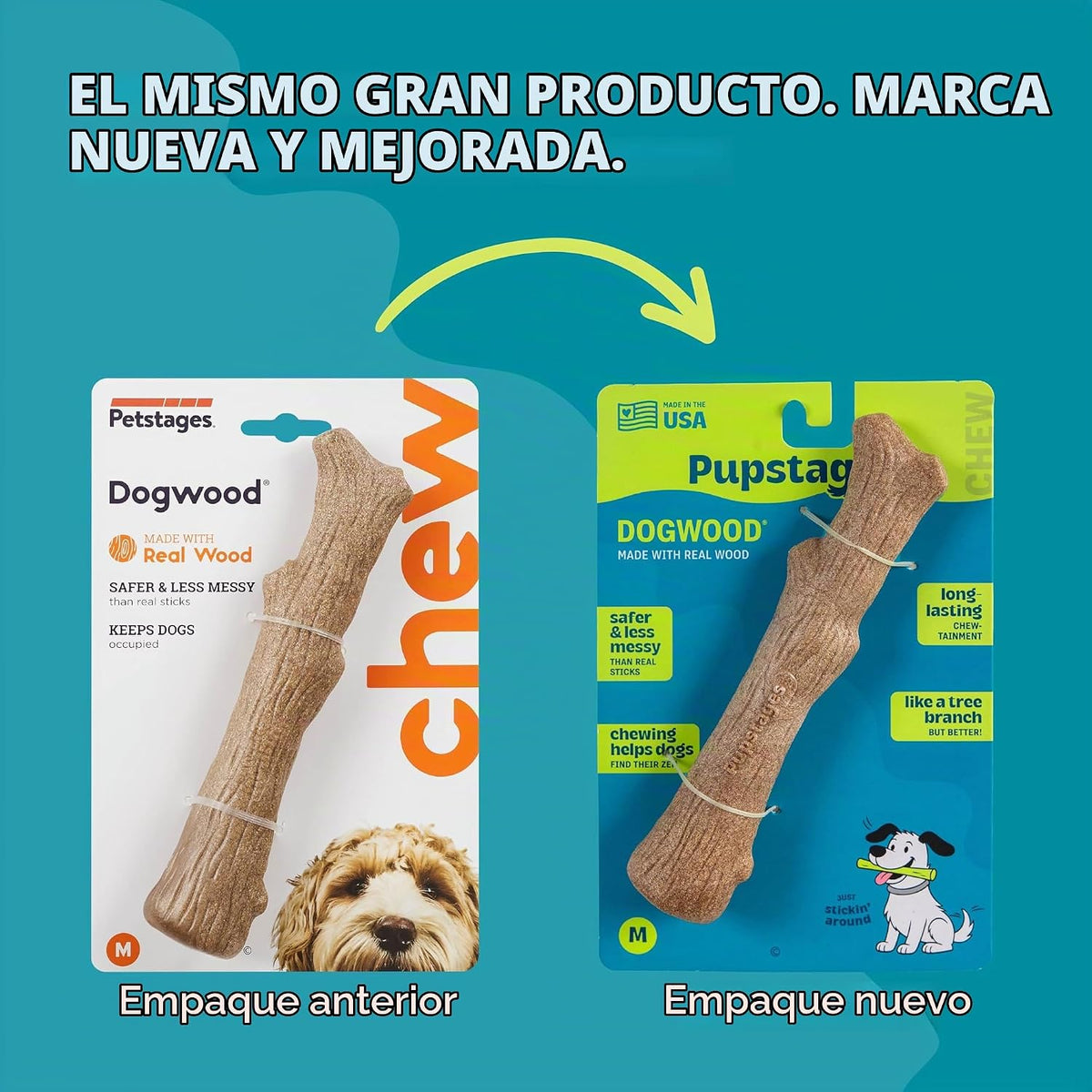 Petstages Dogwood Juguete Masticable Duradero para Perros, Mediano...