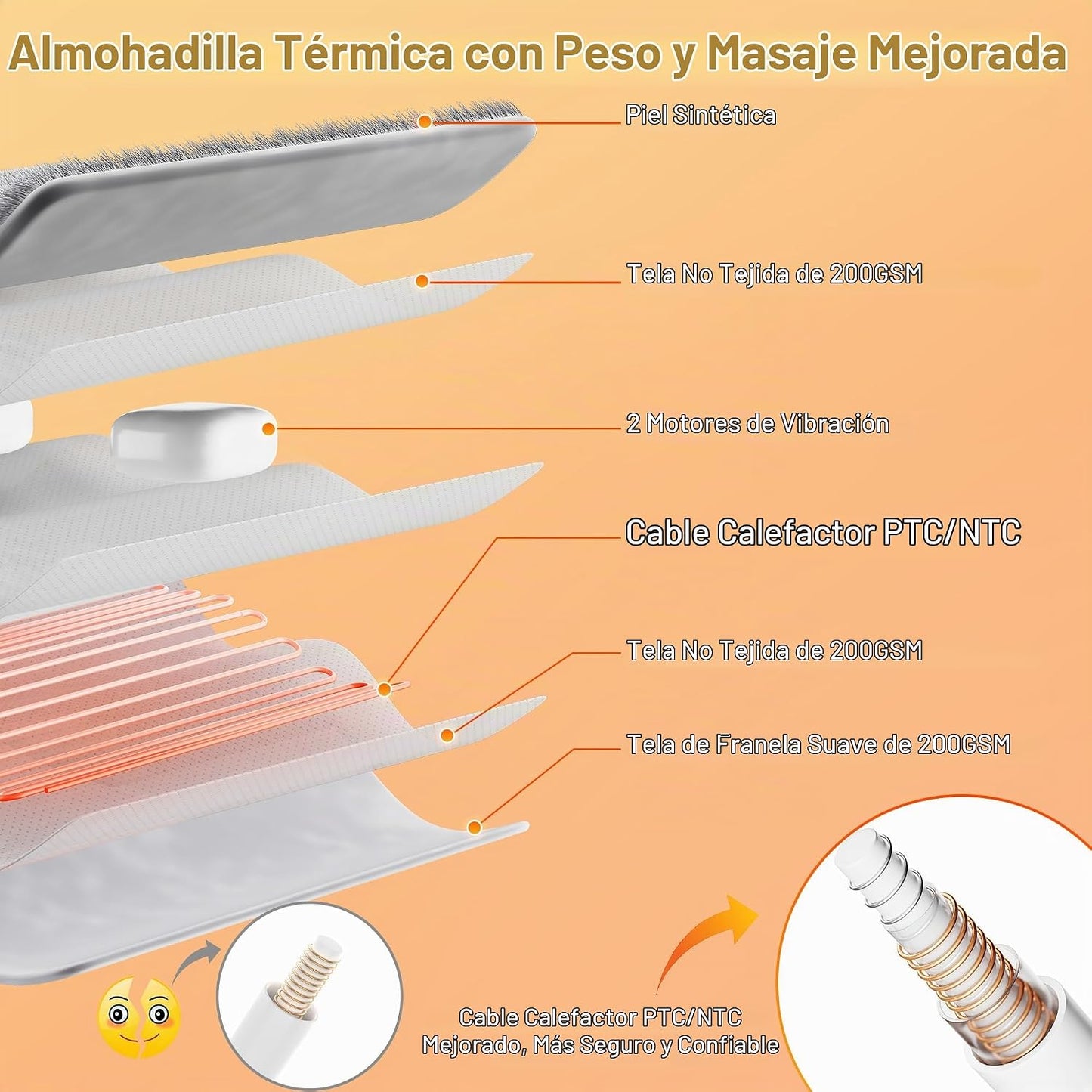Almohadilla térmica de masaje para el cuello, hombros y espalda, al...