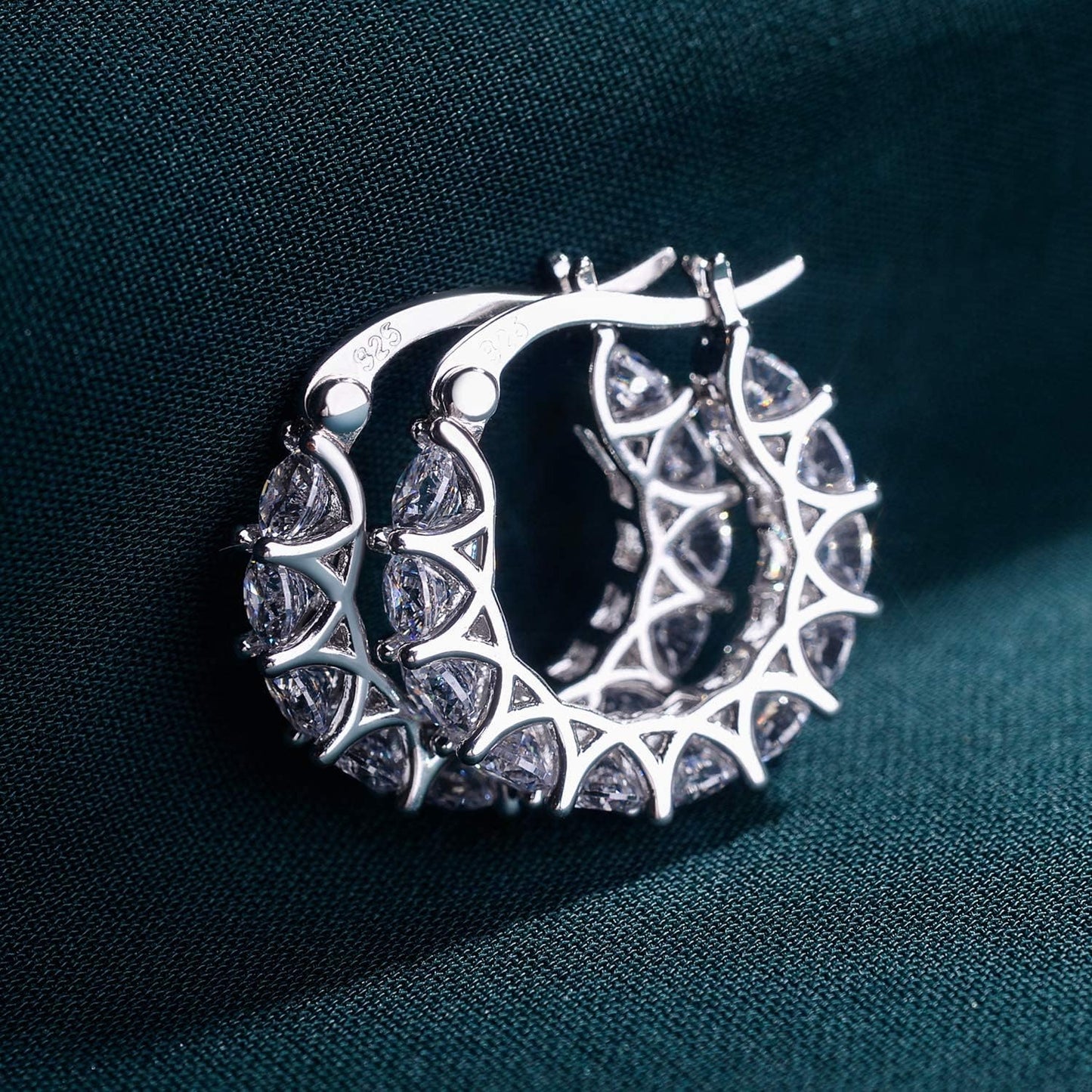 Aretes de aro de plata esterlina con circonita cúbica y aretes de o...