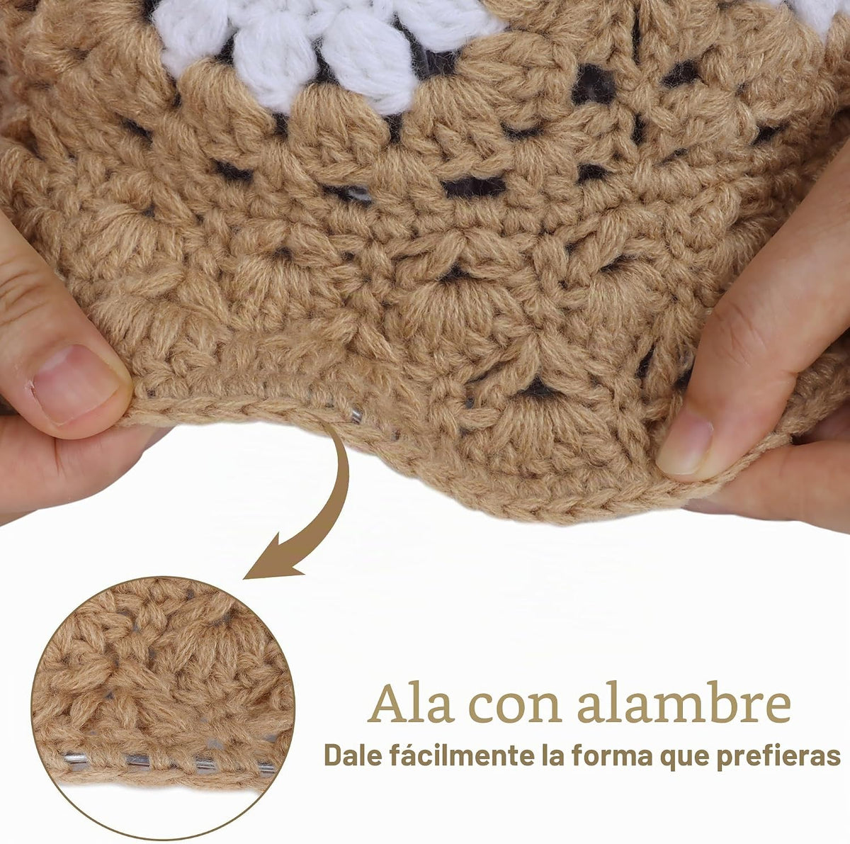Sombrero de pescador de punto plegable para mujer, diseño de margar...