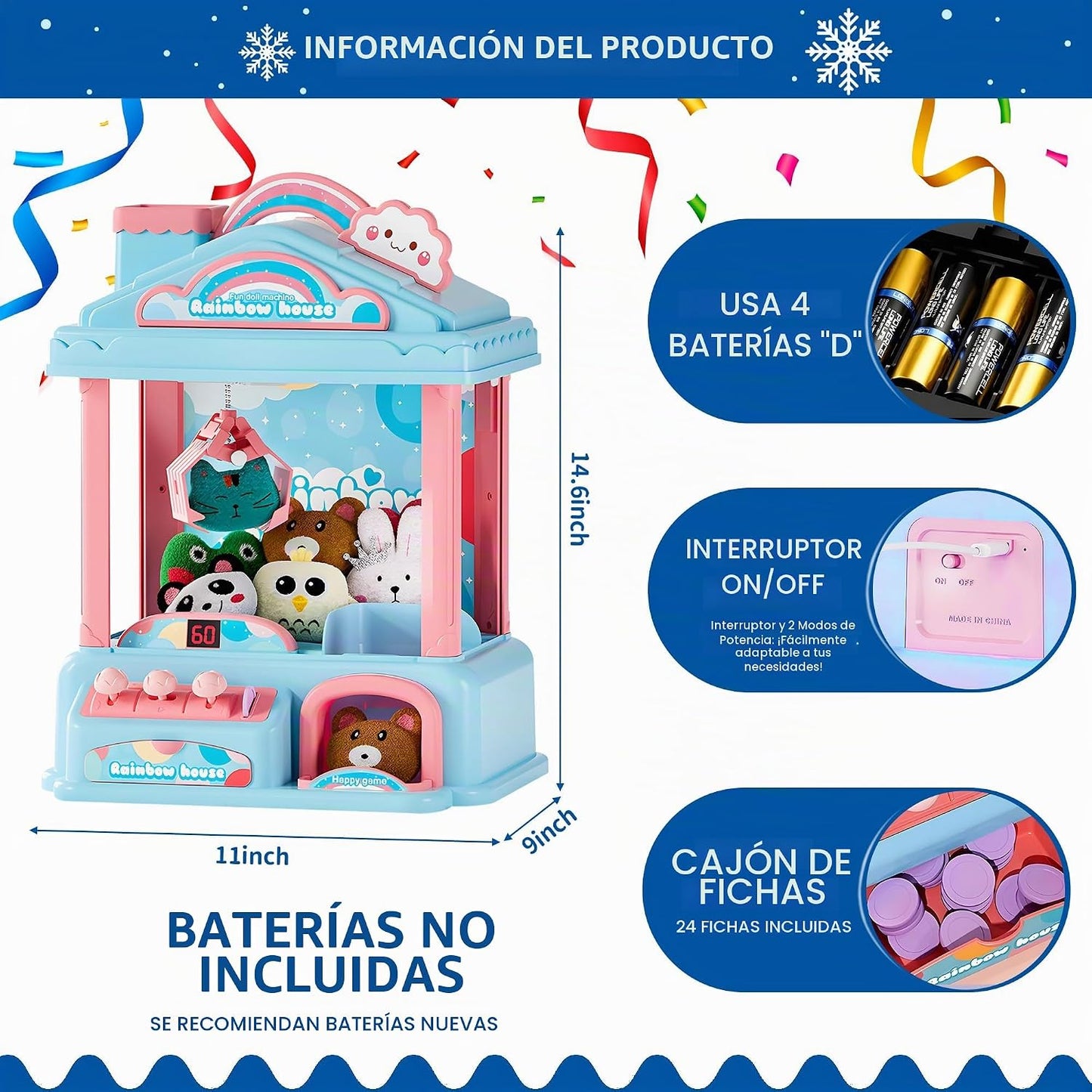 ROHSCE Mini máquina de garras para niños | Máquina expendedora eléc...
