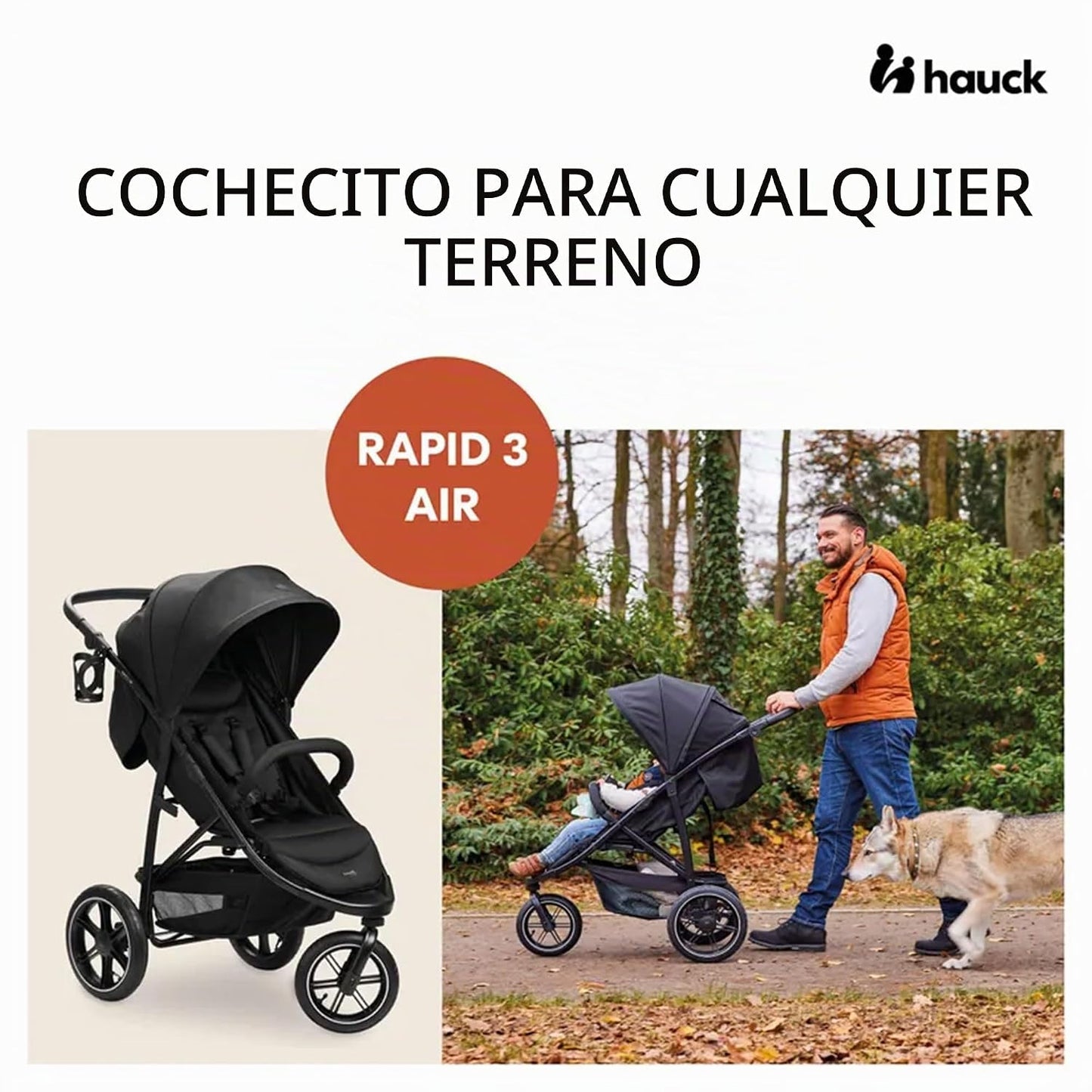 hauck Cochecito Rapid 3 Air, asiento reclinable de hasta 48.5 libra...