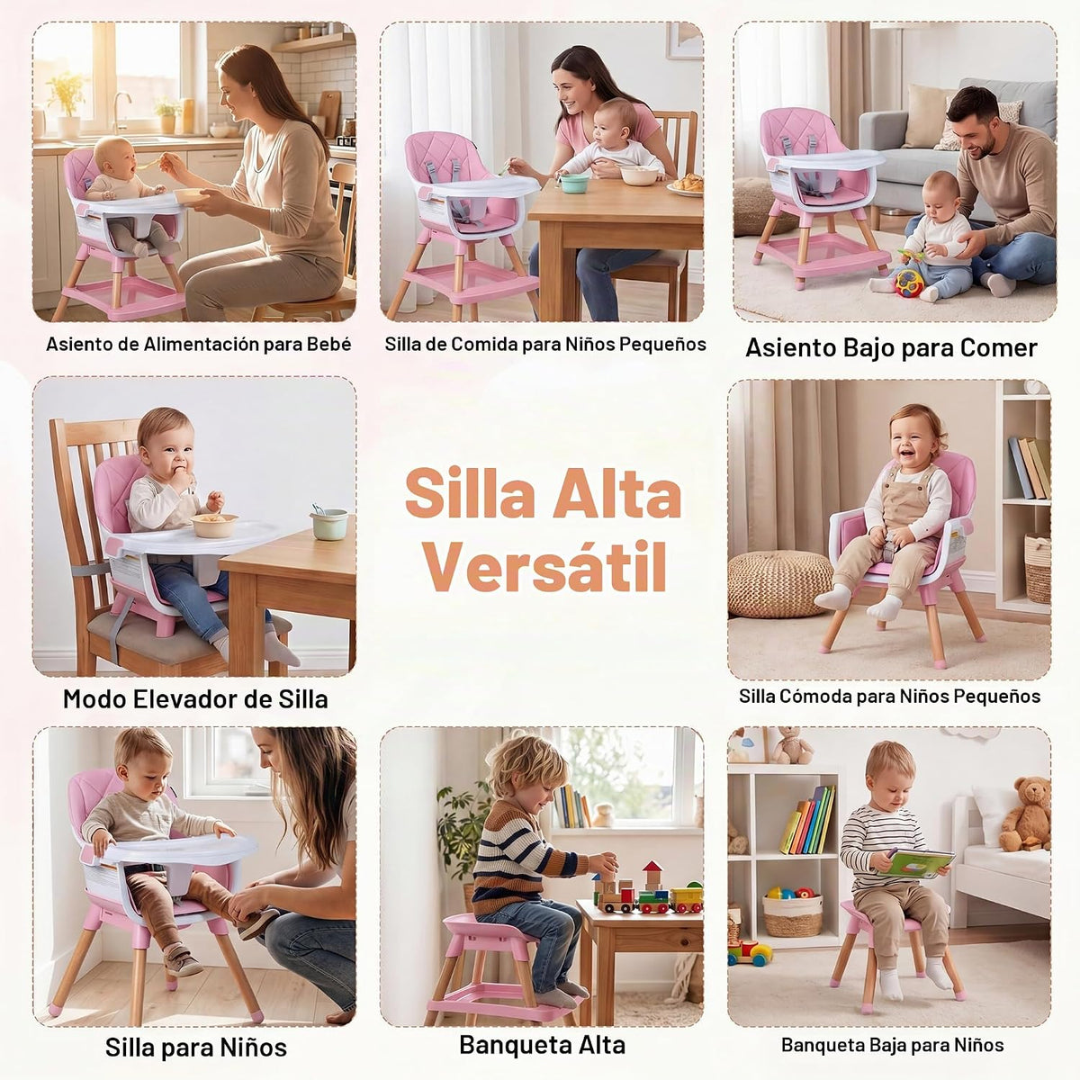 HONEY JOY Silla alta para bebé, silla alta de alimentación converti...
