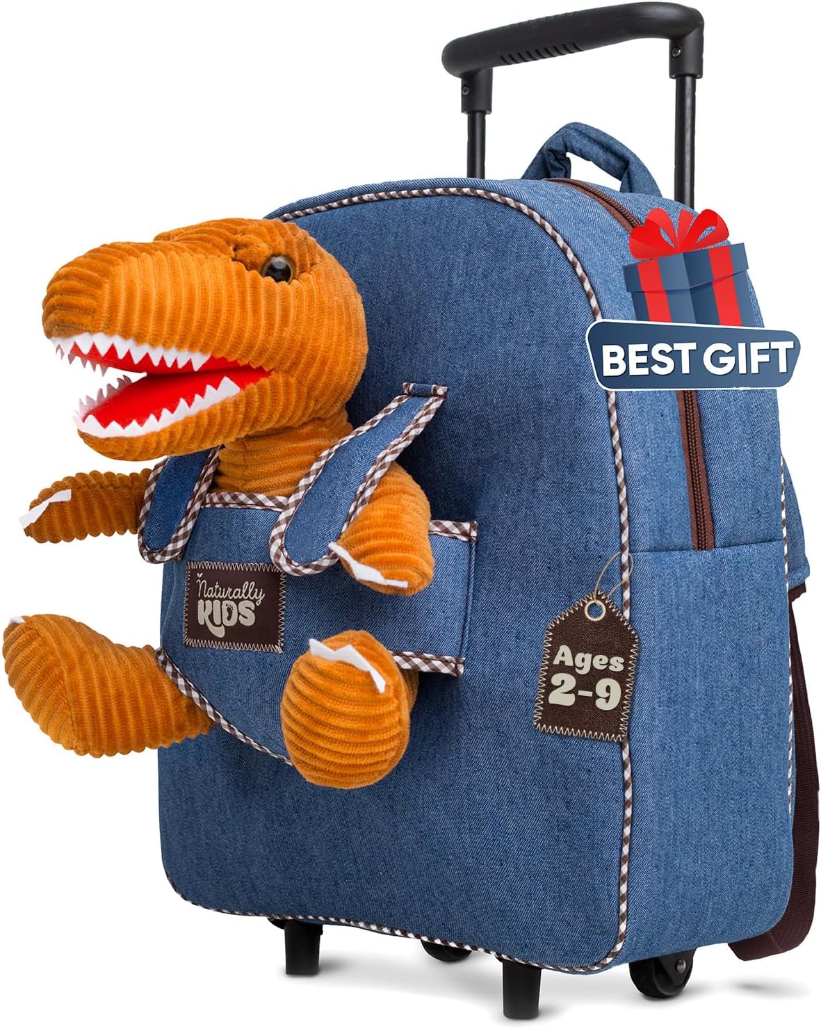 Maleta para niños pequeños con juguetes de dinosaurio, mochila roda...