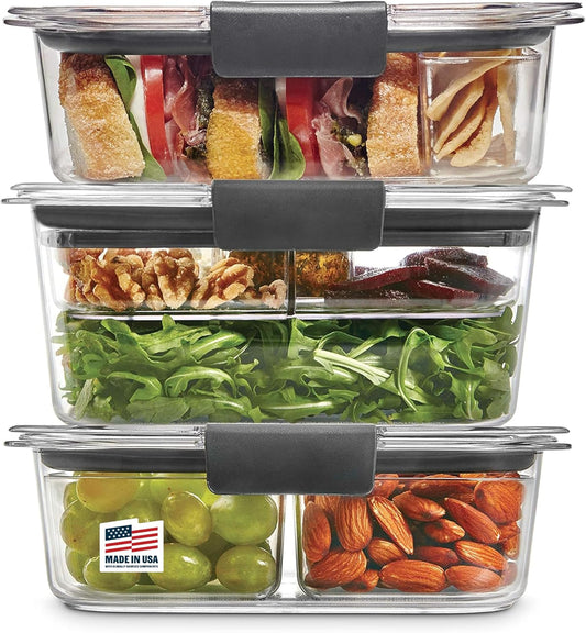 Rubbermaid Brilliance - Juego de 3 recipientes de almacenamiento de...
