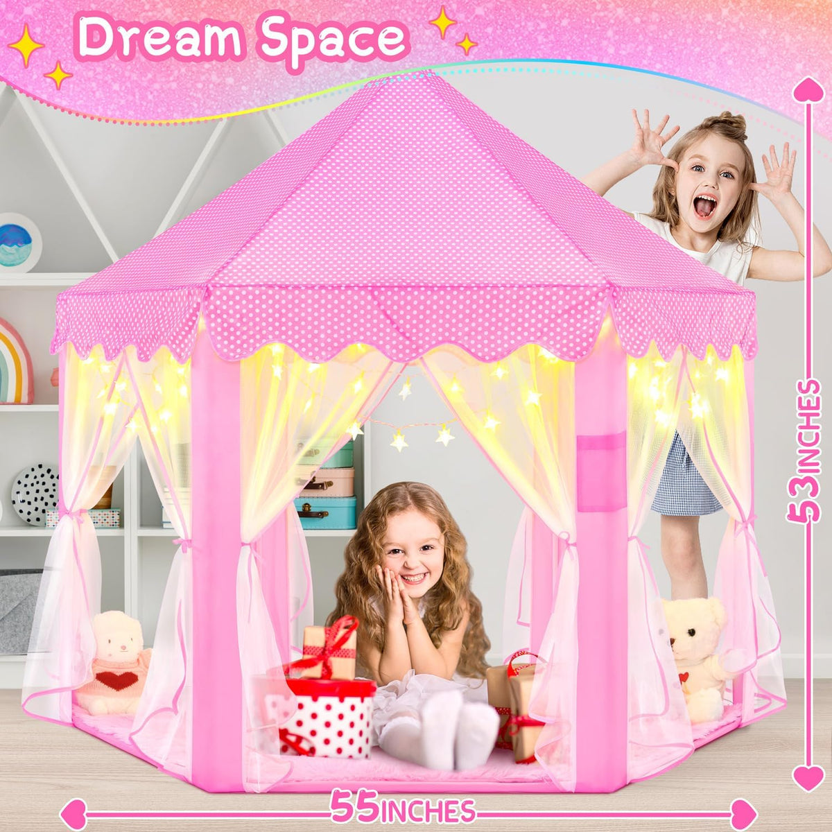 EVOIONOS Tienda de campaña de princesa para niñas, tienda de campañ...