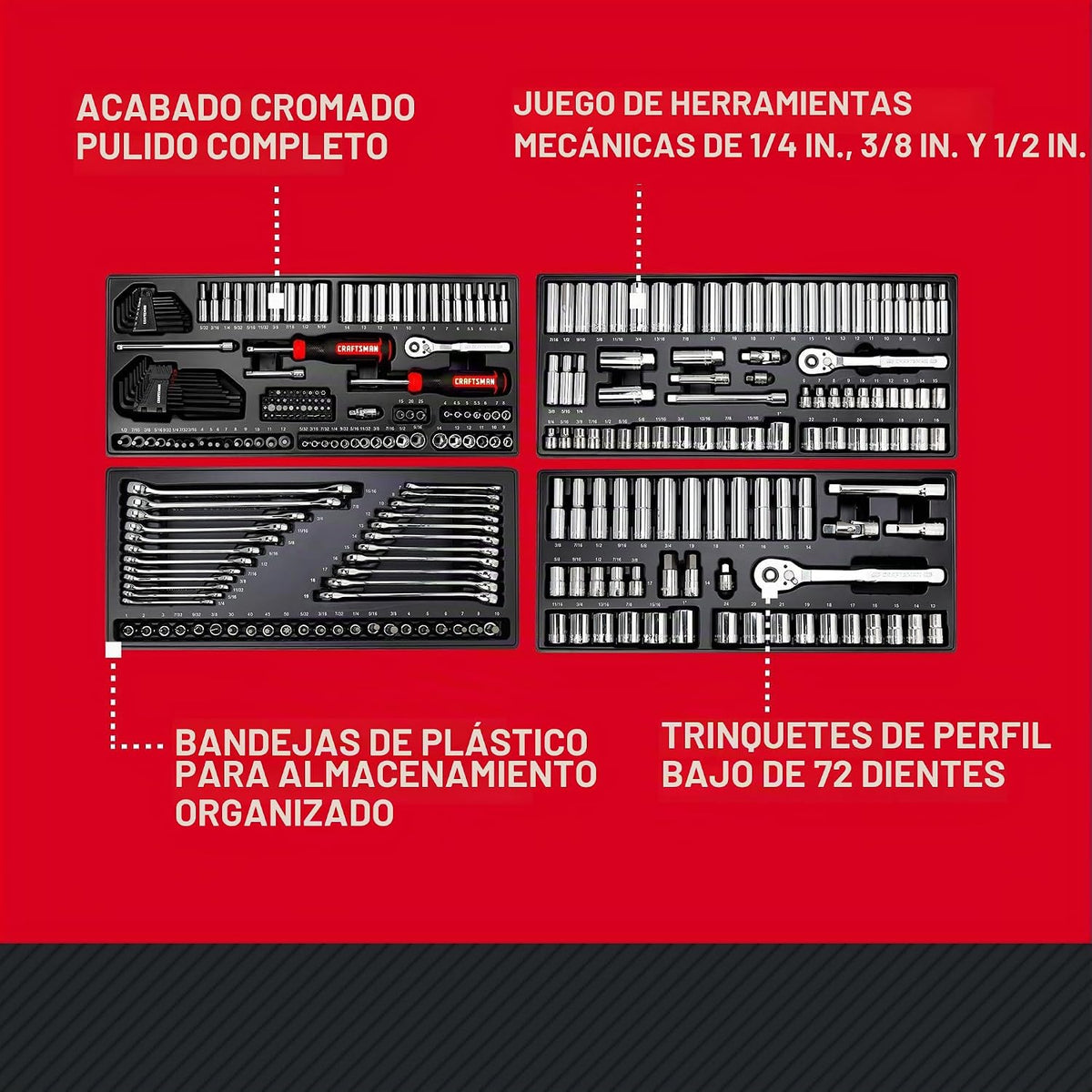 CRAFTSMAN Juego de herramientas mecánicas de 308 piezas, juego de z...