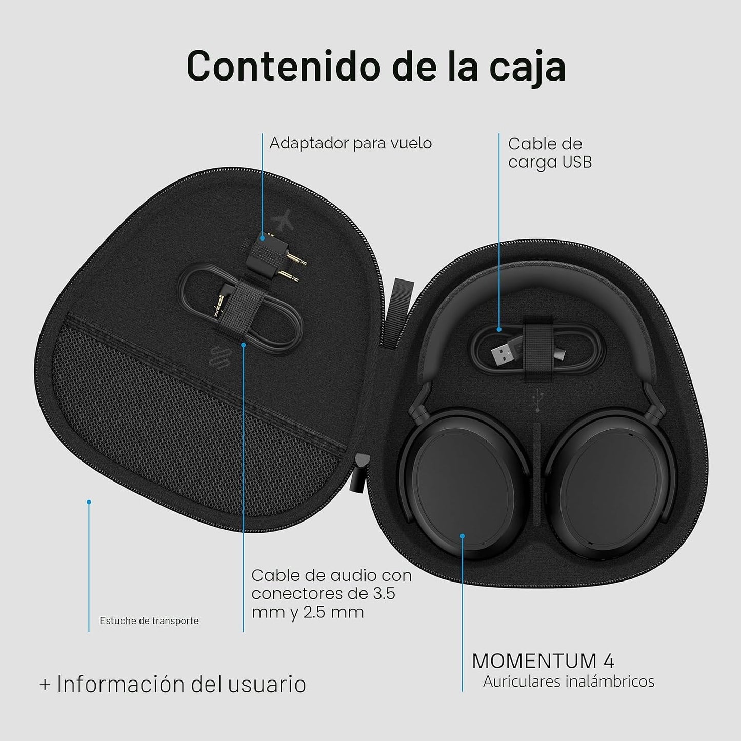 Sennheiser Momentum 4 Auriculares inalámbricos, ANC, batería de 60...