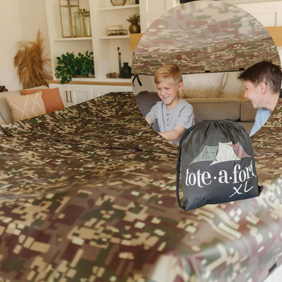 Tote a Fort Camo - Kit de construcción de fortaleza XL para niños,...