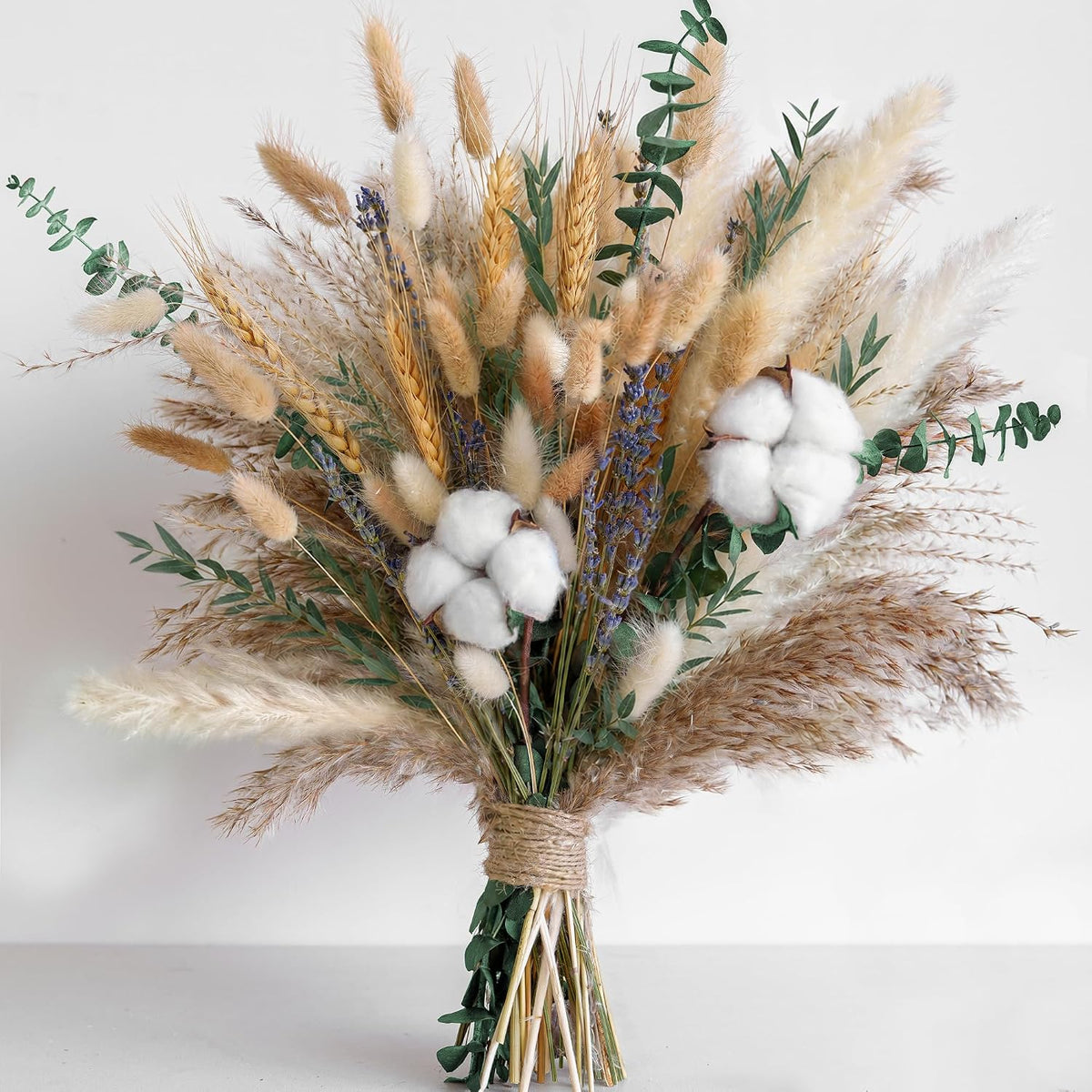 Ramo de flores secas verdes, 10 variedades de hierba de pampa con c...