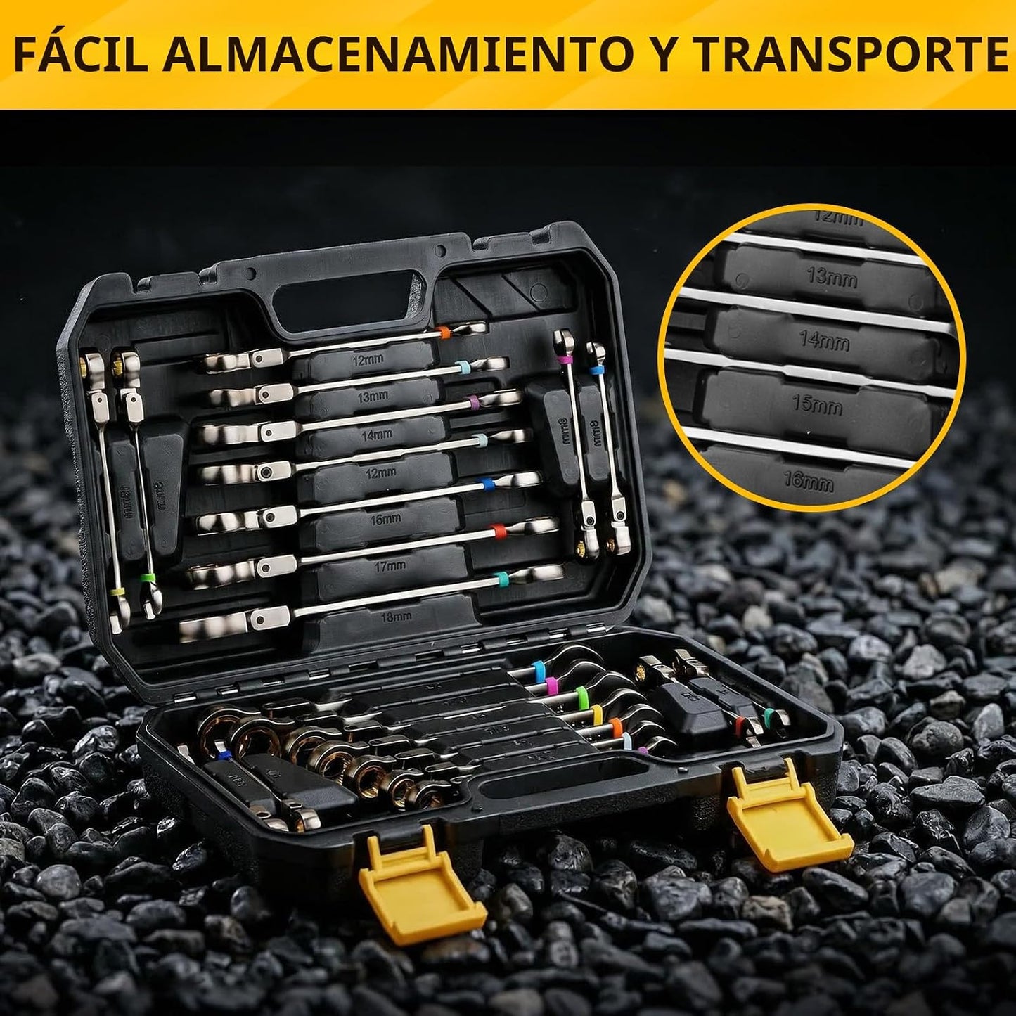 GRENPRO - Juego de 23 llaves de trinquete con cabeza flexible, jueg...