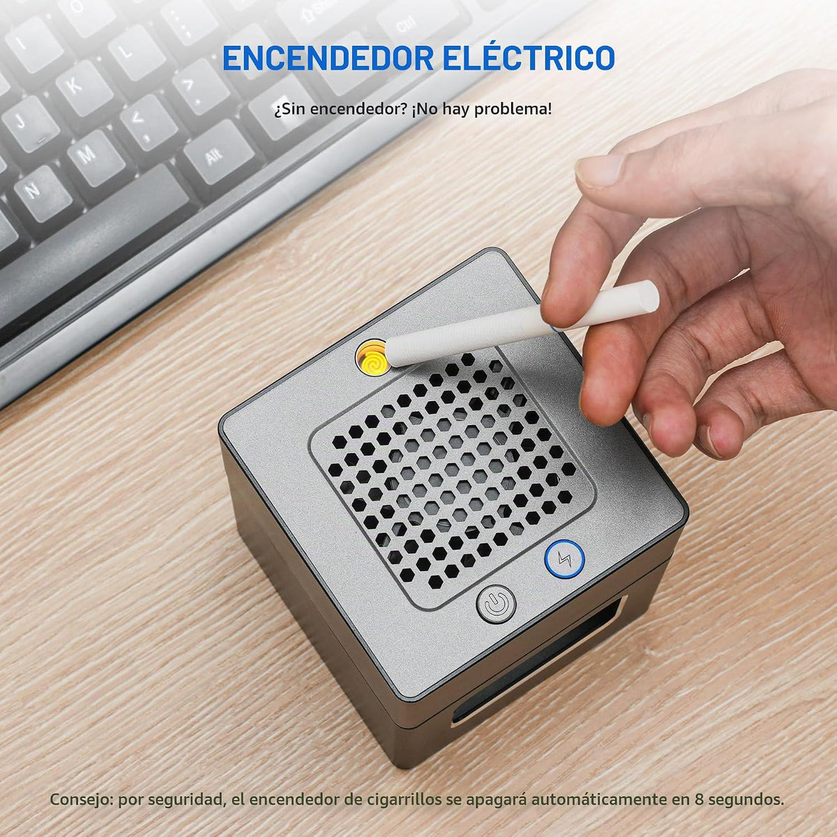 VANSU Cenicero multifuncional sin humo, filtro HEPA sin humo cenice...