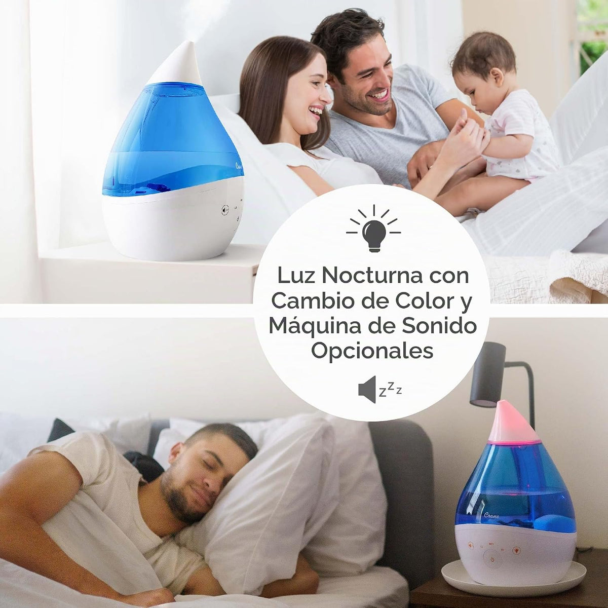 Crane Humidificador ultrasónico de niebla fría 4 en 1 Drop 2.0 con...