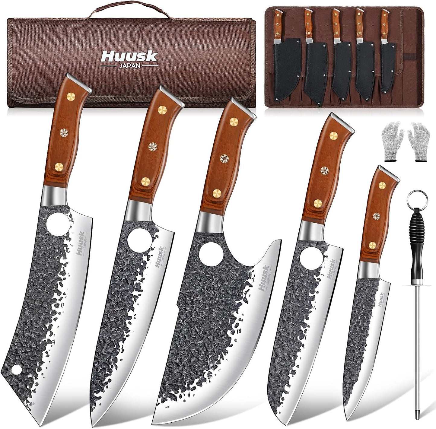 Huusk Cuchillos de carnicero para carne, juego de cuchillos de coci...