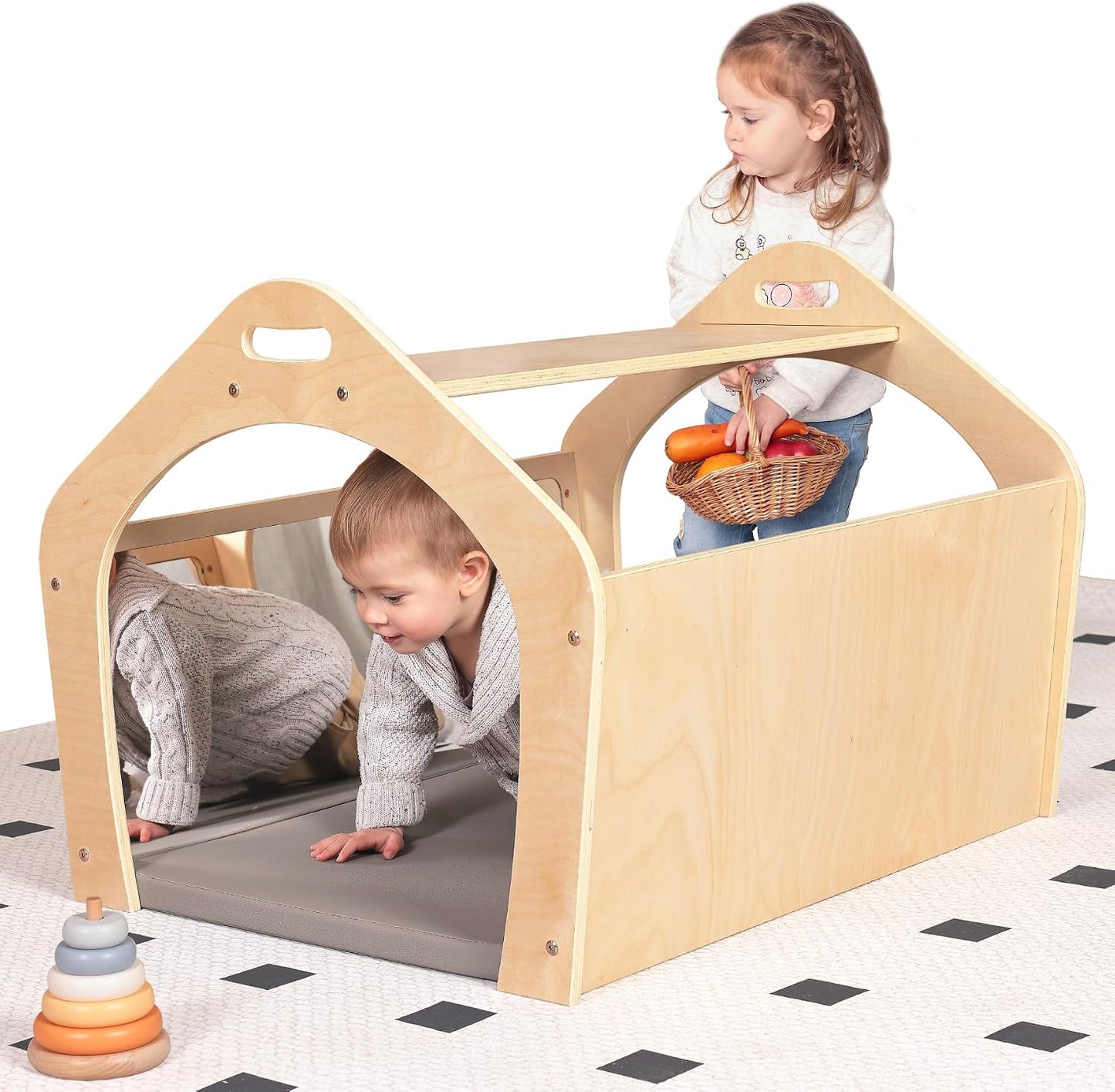 KRAND Casa de juegos Montessori, juguete de gateo para bebé con 2 e...