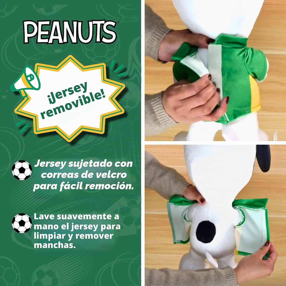 Franco Collectibles - Almohada de peluche de Snoopy Soccer de Peanu...