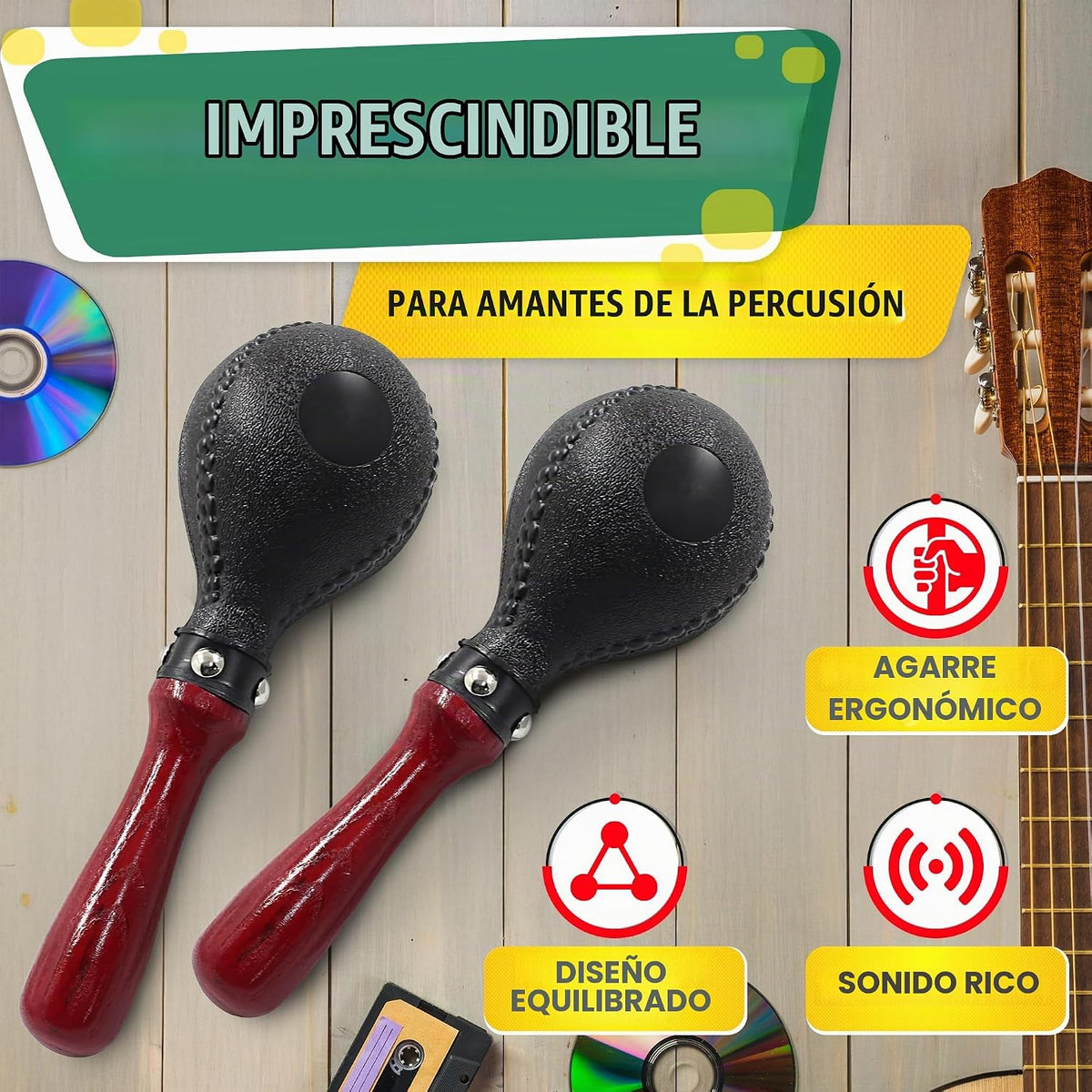 Maracas para adultos y niños, 2 piezas, 10.2 pulgadas, plástico ABS...