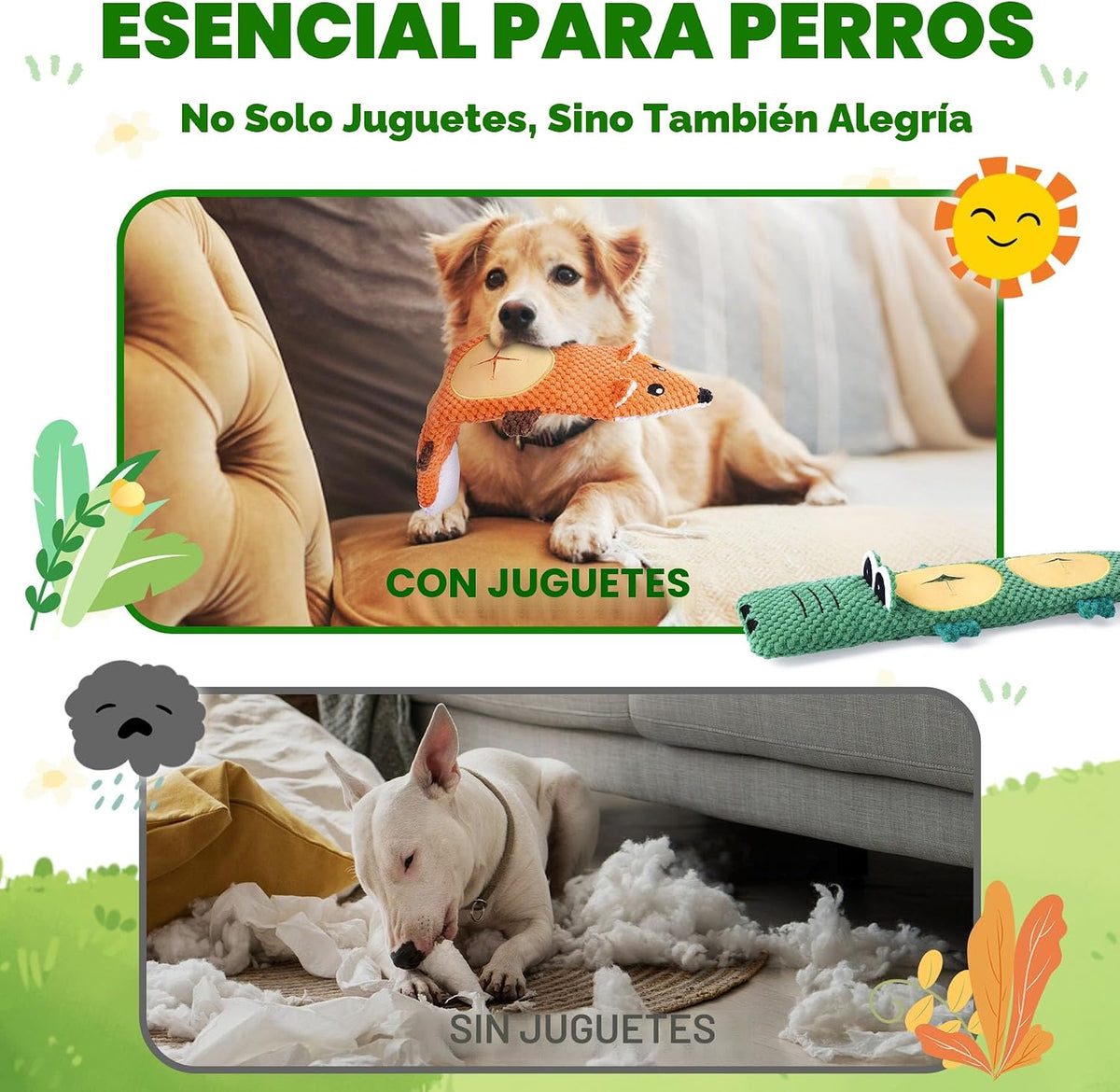 XIUGOAL Juguetes para perros para masticadores agresivos, paquete d...