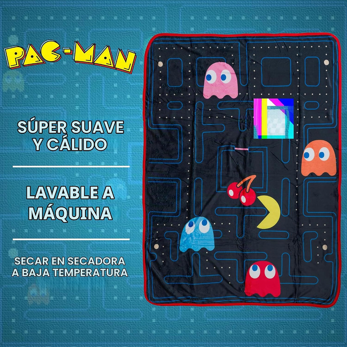 Silver Buffalo Pacman - Manta de forro polar de 45 x 60 pulgadas, s...