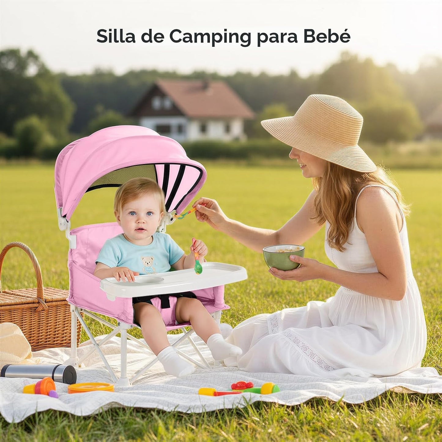 Cochildor Silla de bebé portátil 4 en 1, asiento elevador plegable...