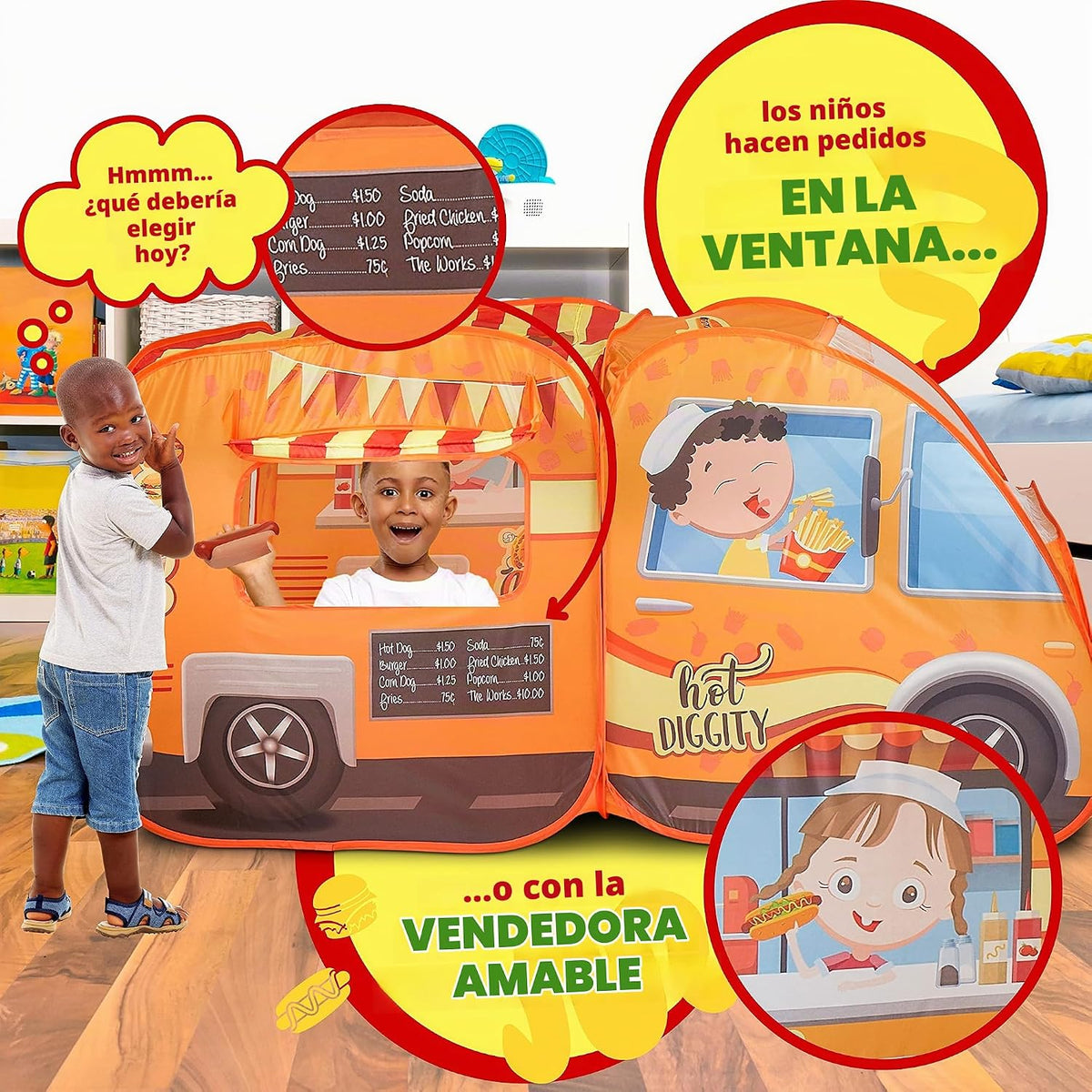 Kiddzery Tienda de campaña para camiones de comida, 54 piezas, jueg...