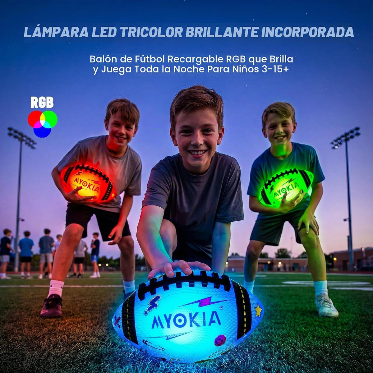 MYOKIA Balón de fútbol que brilla en la oscuridad, regalo de cumple...