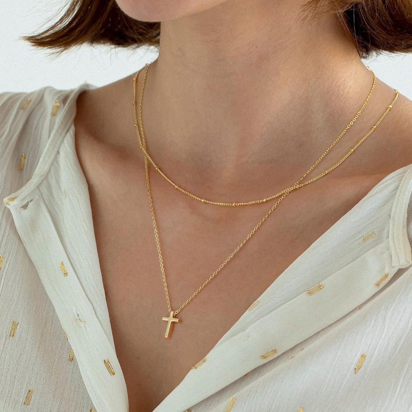Turandoss Collar de Cruz de Oro para Mujeres - Delicado Collar de C...