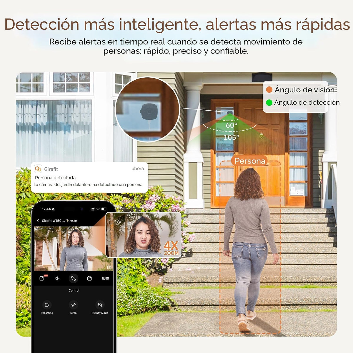 Girafit Cámara de ventana de 3 MP 2K, cámaras de interior WiFi de 2...