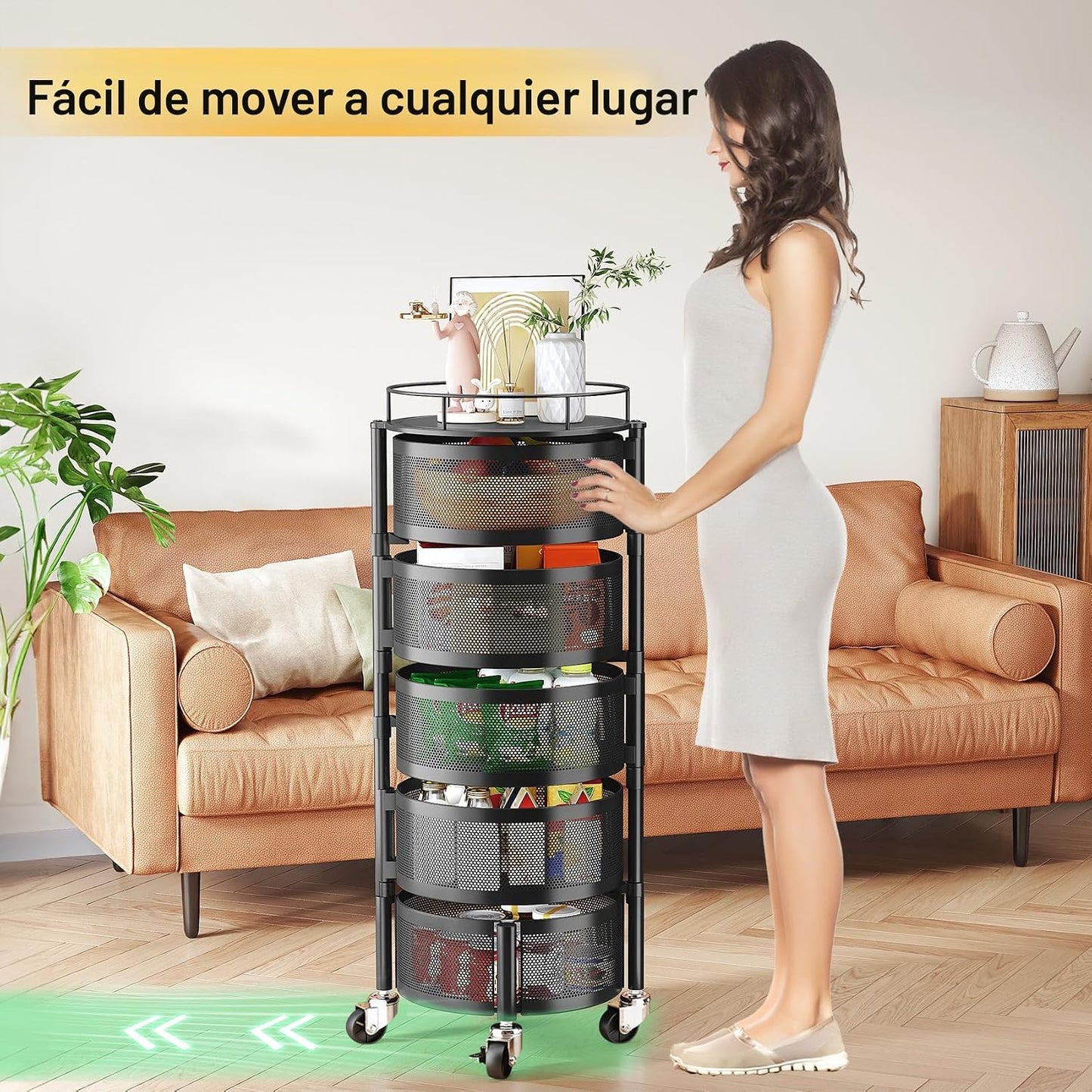 SNTD Cesta de frutas y verduras para cocina con tapa superior de me...