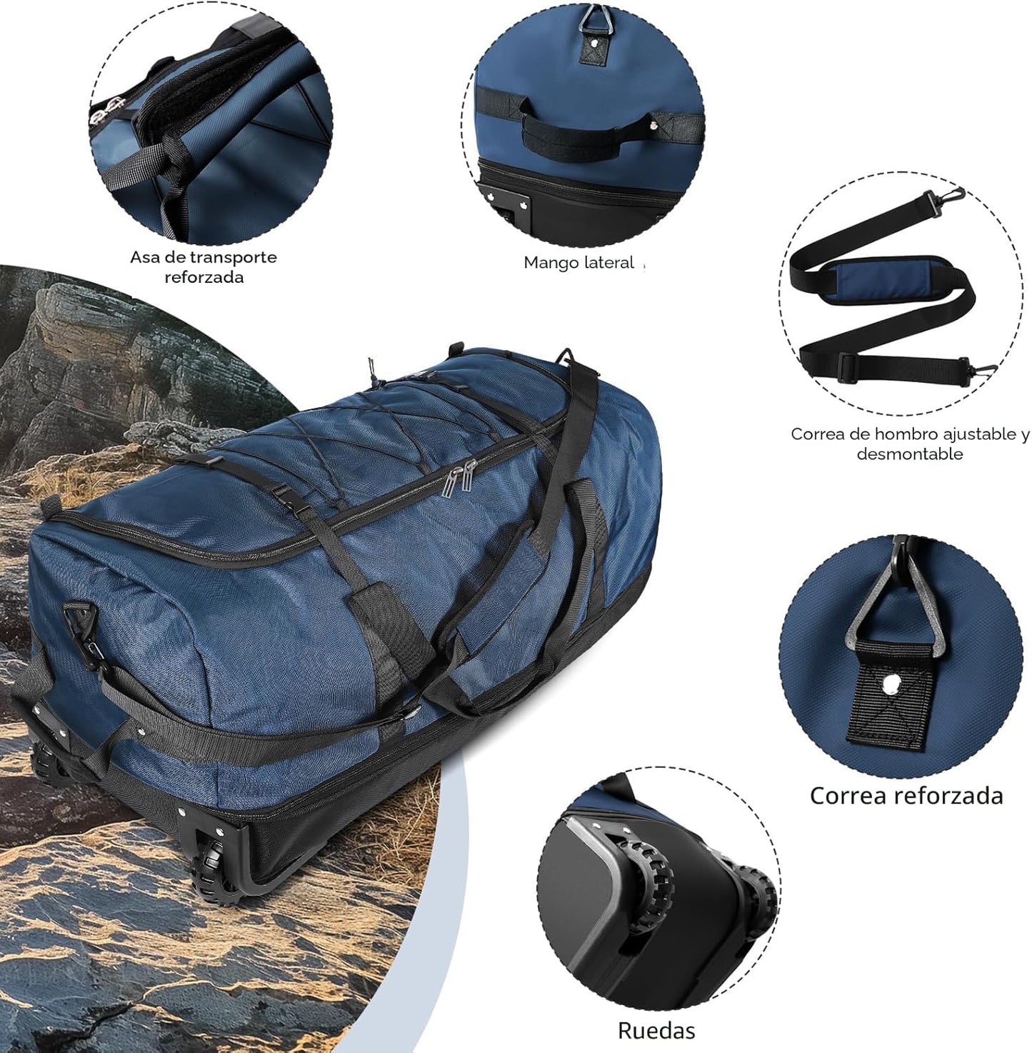 Vrtisa 110L Expandible a 140L Bolsa de viaje plegable de 32" co...