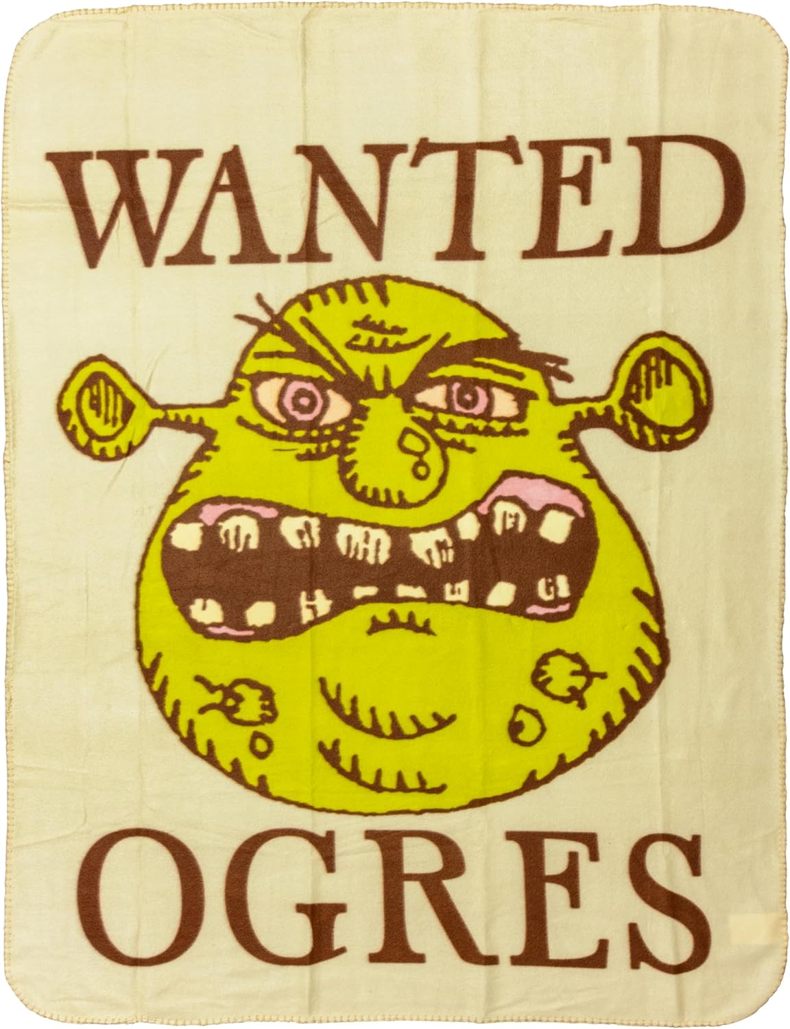 Silver Buffalo Shrek Wanted Ogres Sign - Manta de forro polar de 45...