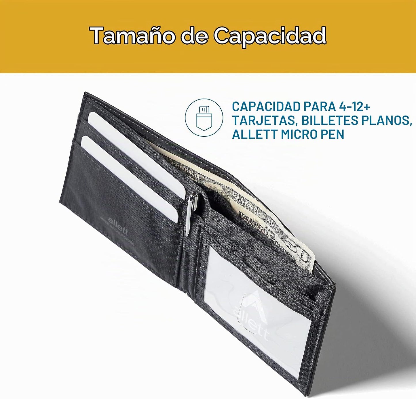 Allett Cartera de Identificación | Cuero, Bloqueo RFID | Cartera Bi...