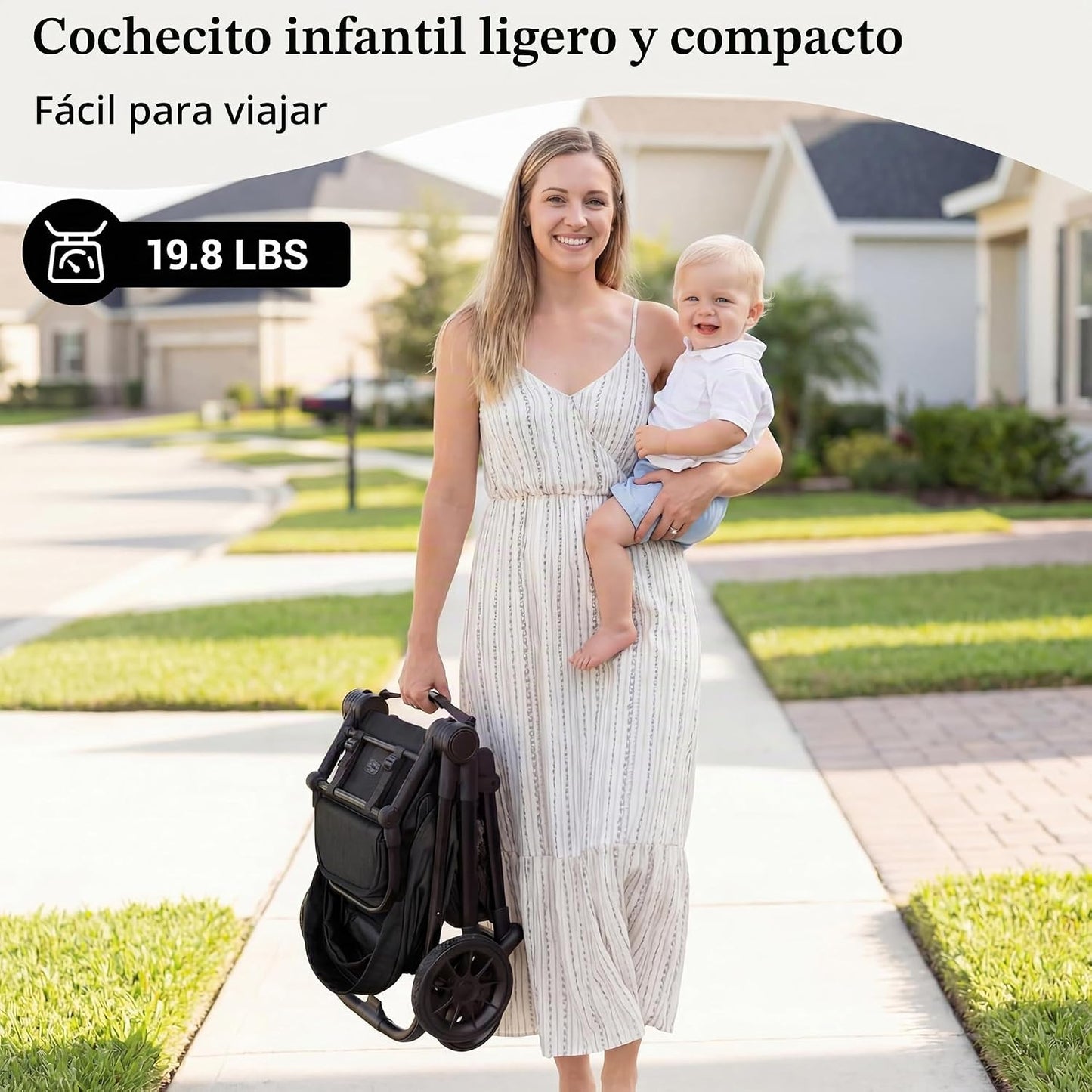 TALENBEEN Cochecito de bebé ligero de alta visión, plegable con una...