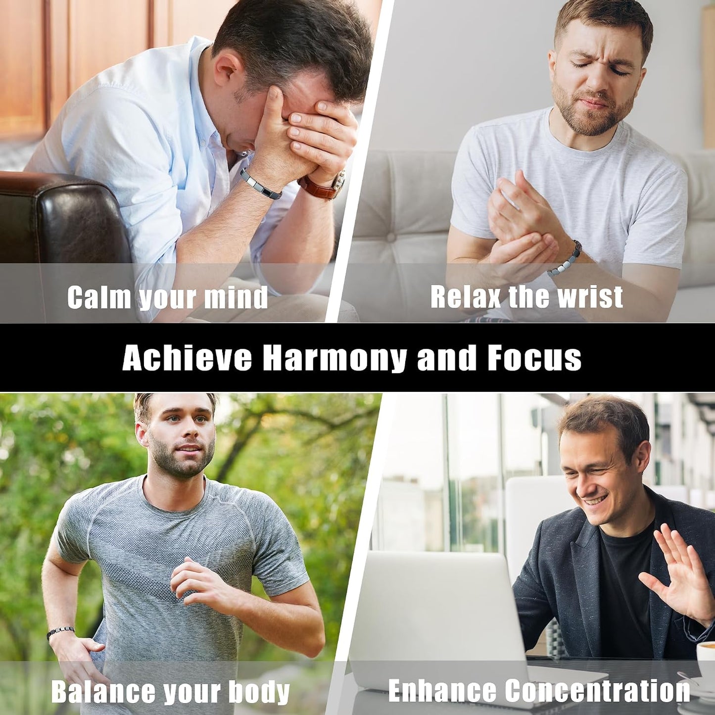 Saroly Pulsera de hematita para hombre, piedra de hematita natural,...